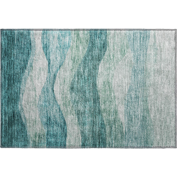 Cusco Machine Washable Transitional Seafoam Blue Rug 1'8" x 2'6"