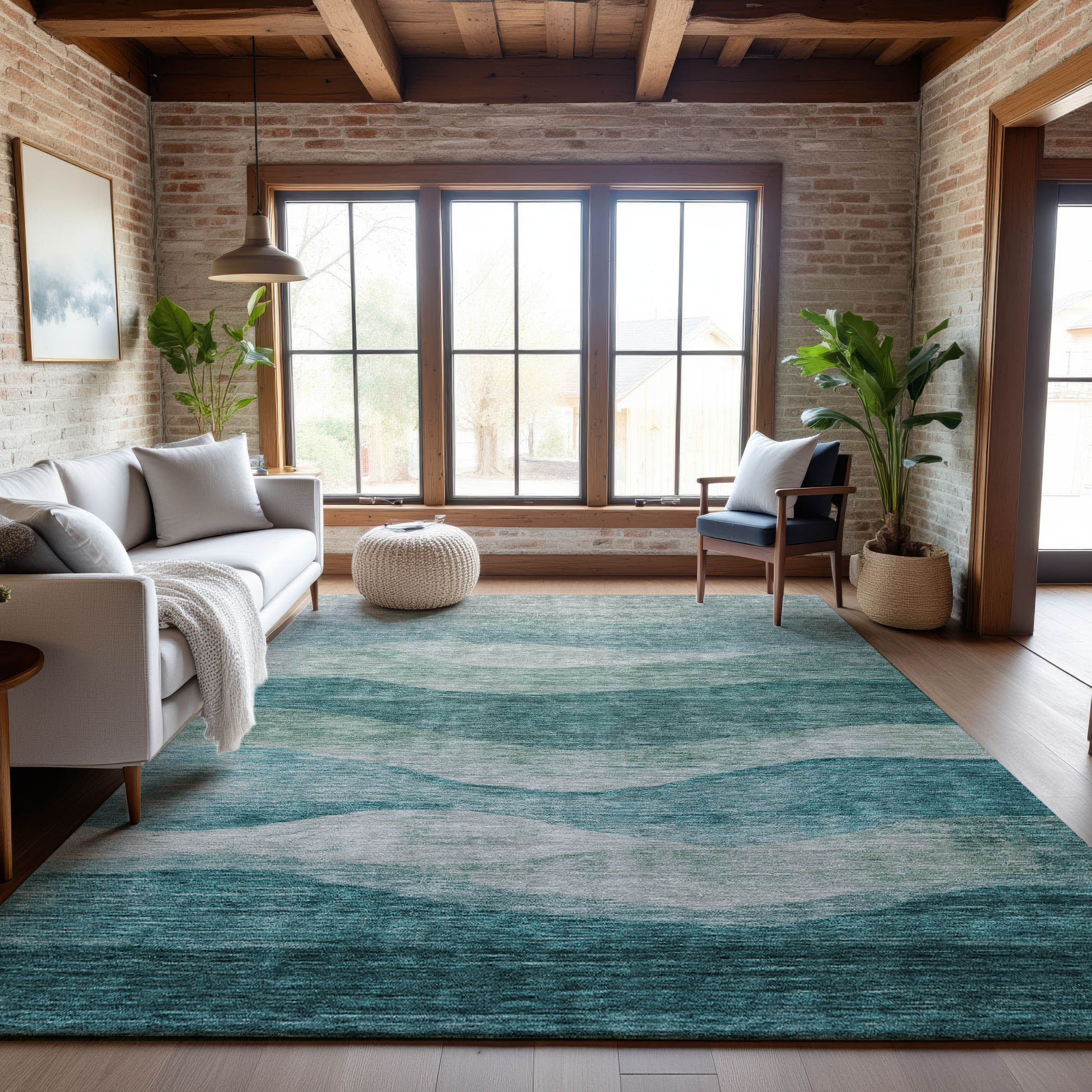 Cusco Machine Washable Transitional Seafoam Blue Rug 2'6" x 3'10" #shape_Rectangle