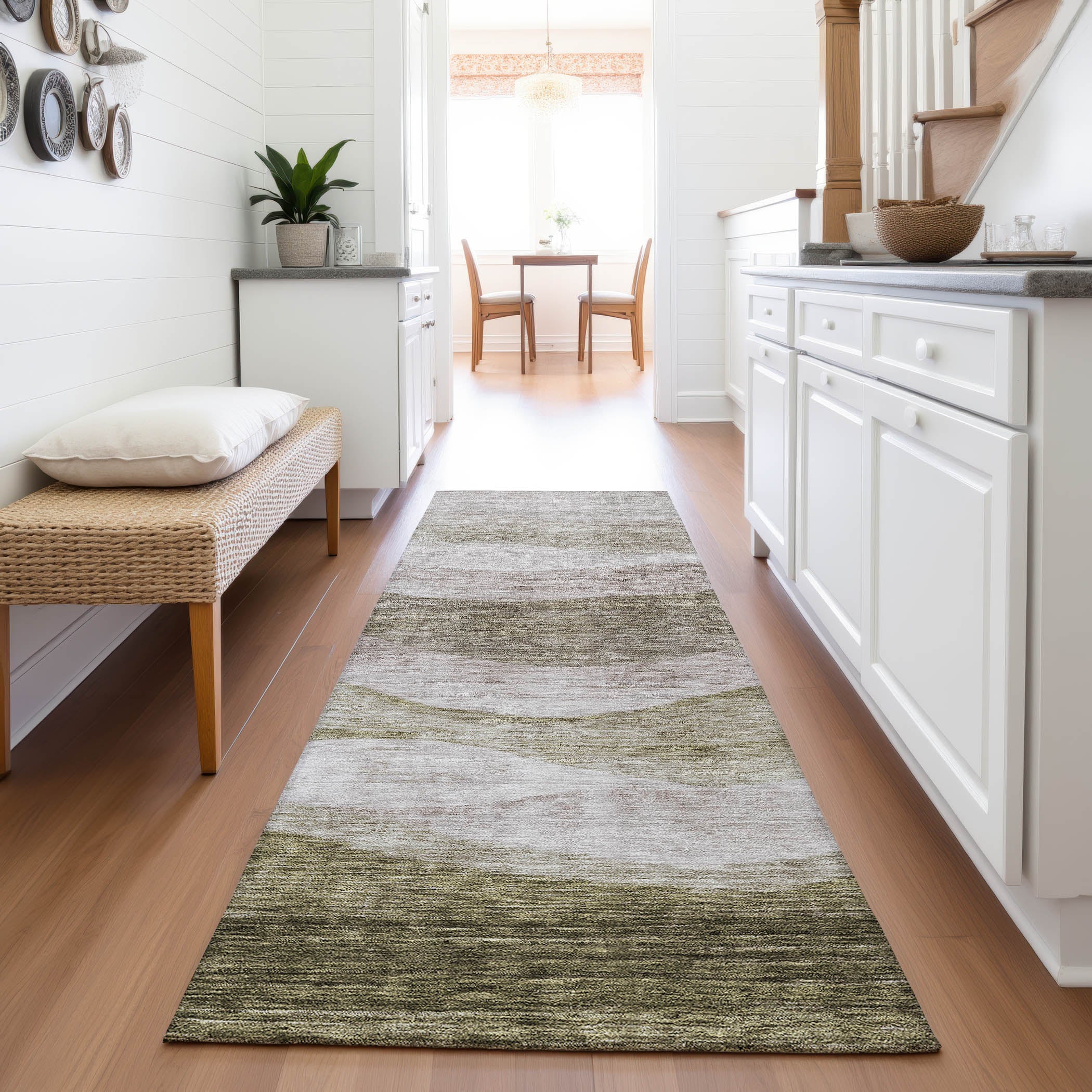Cusco Machine Washable Transitional Taupe Brown Rug 2'3" x 7'6" #shape_Runner