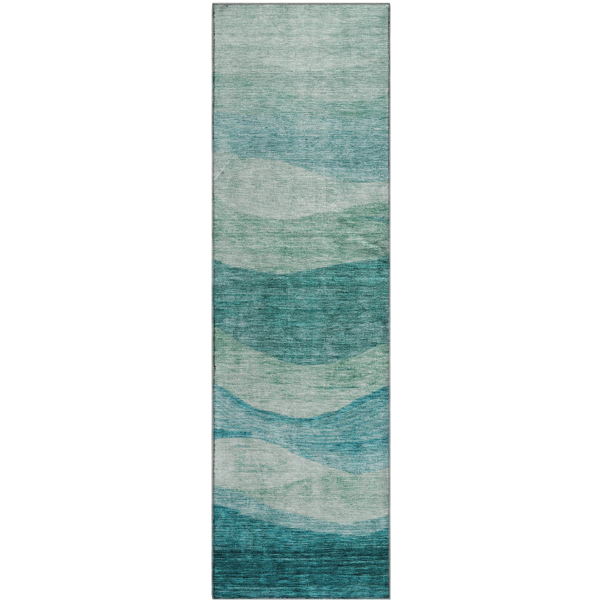 Cusco Machine Washable Transitional Teal Rug 2'3" x 7'6" #shape_Runner
