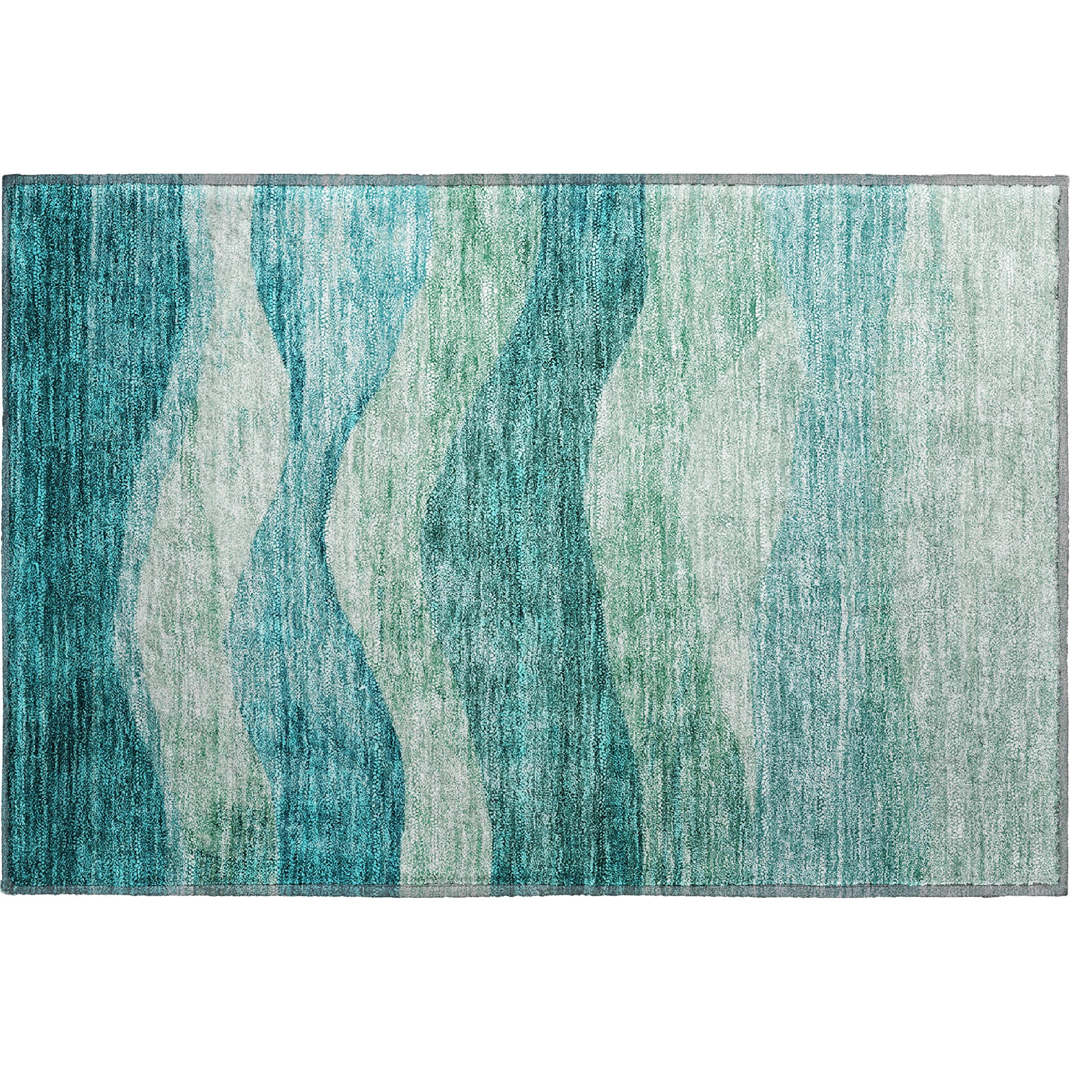Cusco Machine Washable Transitional Teal Rug 1'8" x 2'6" #shape_Rectangle