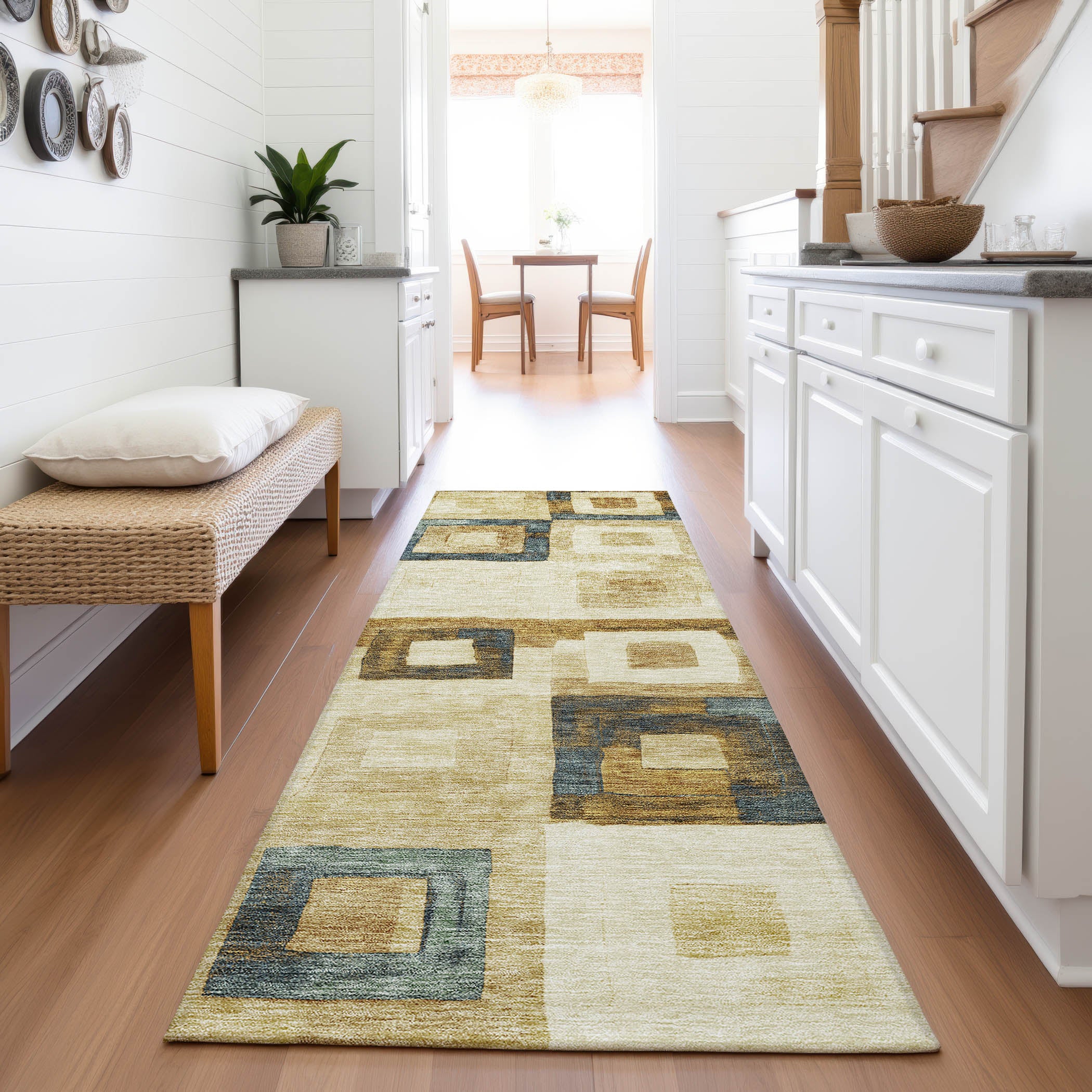 Chiang Mai Machine Washable Transitional Beige Brown Rug 2'3" x 7'6" #shape_Runner