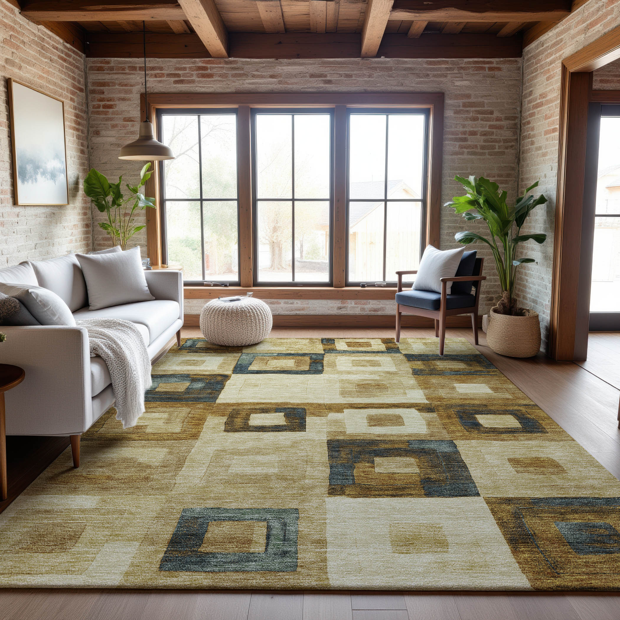 Chiang Mai Machine Washable Transitional Beige Brown Rug 2'6" x 3'10" #shape_Rectangle