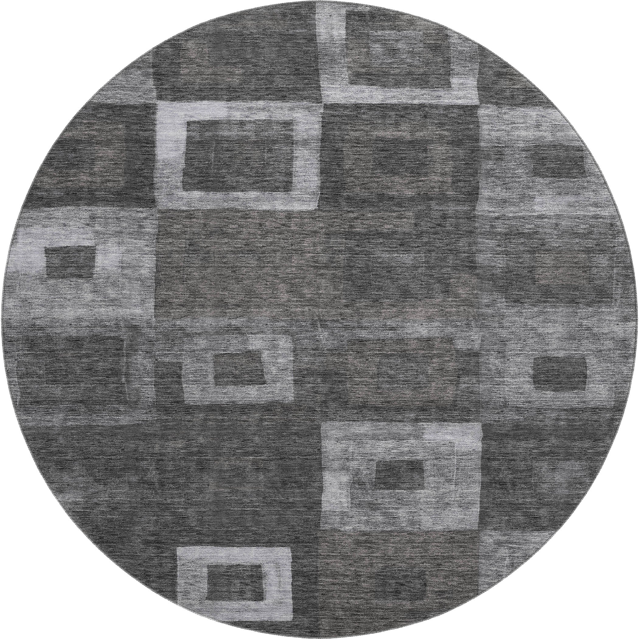 Chiang Mai Machine Washable Transitional Black Rug 8' x 8' #shape_Round