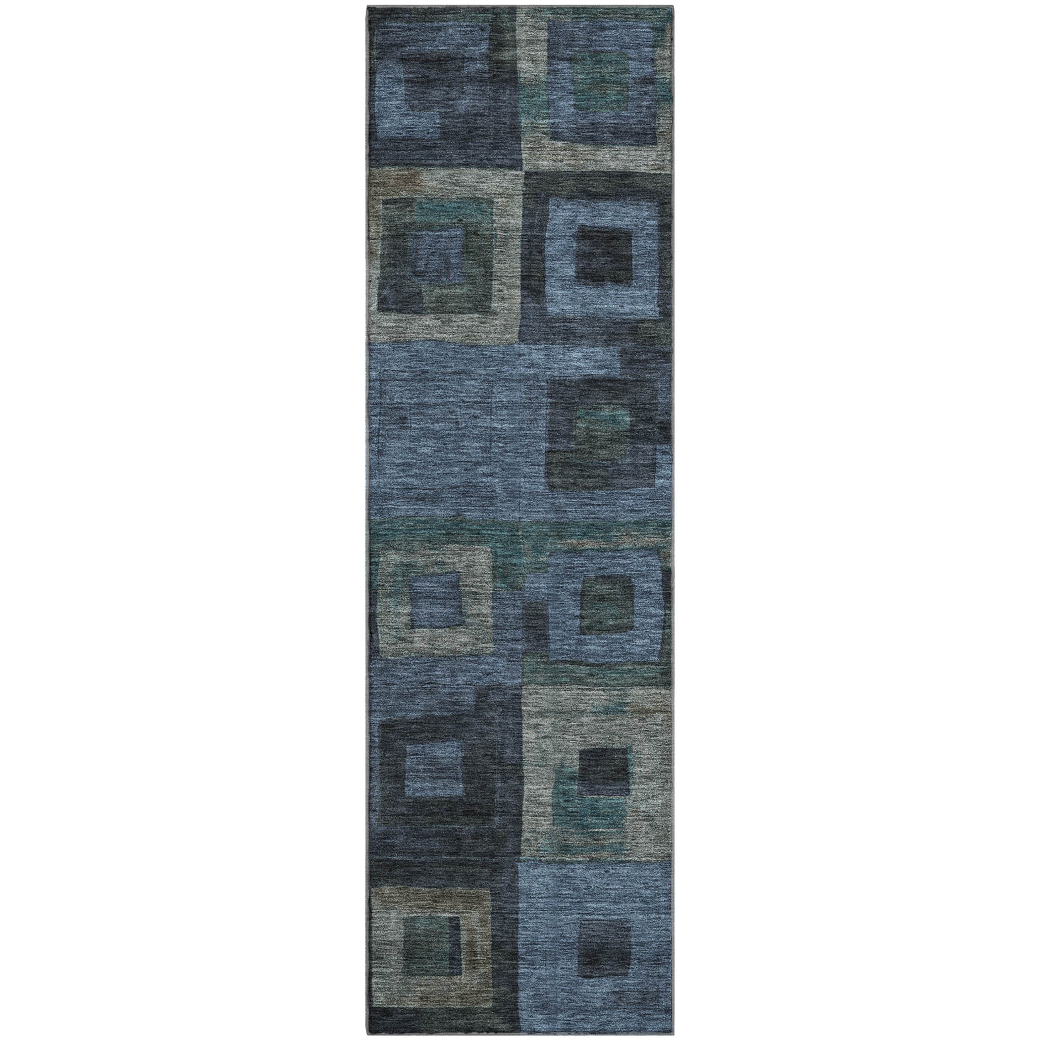 Chiang Mai Machine Washable Transitional Blue Rug 2'3" x 7'6" #shape_Runner