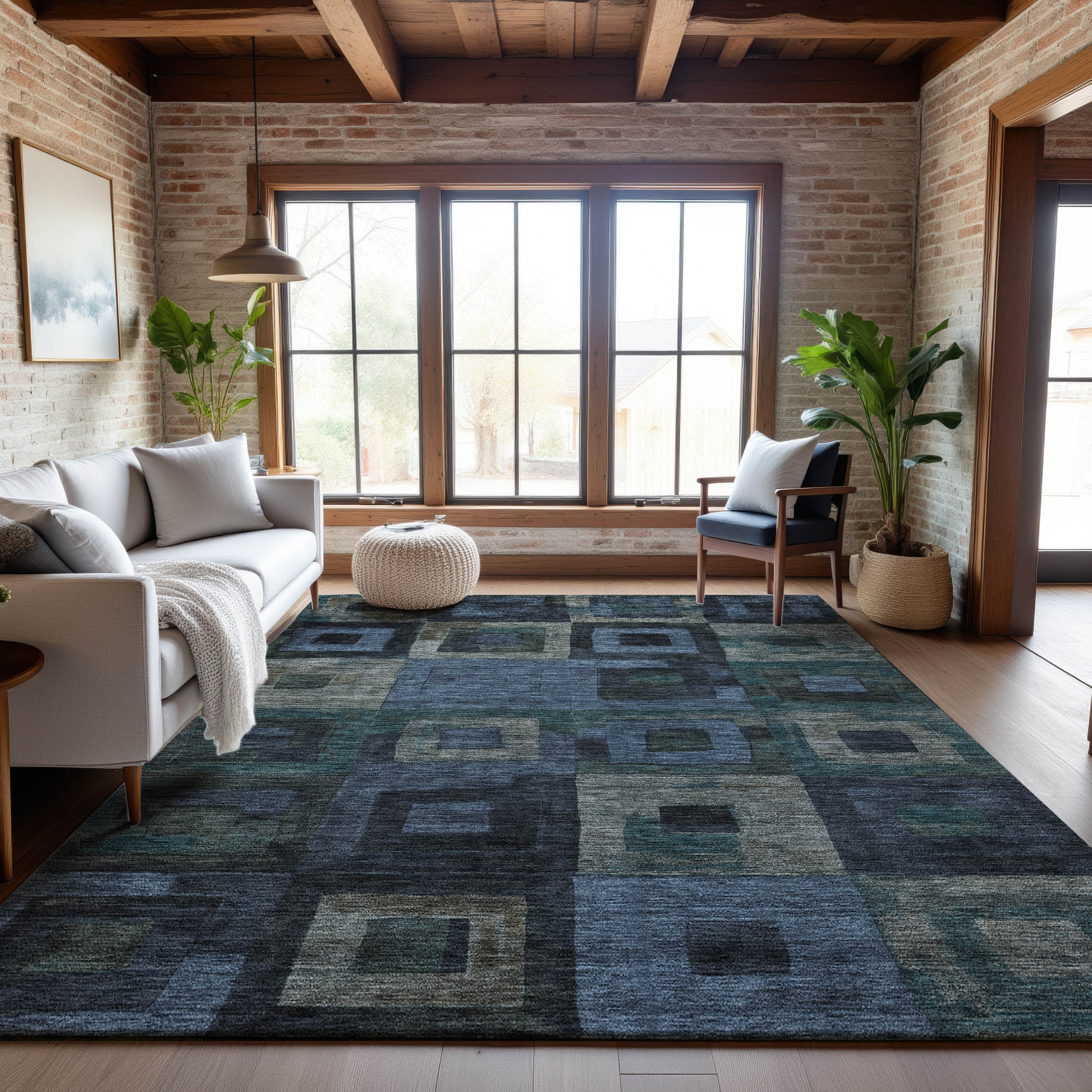 Chiang Mai Machine Washable Transitional Blue Rug 2'6" x 3'10" #shape_Rectangle