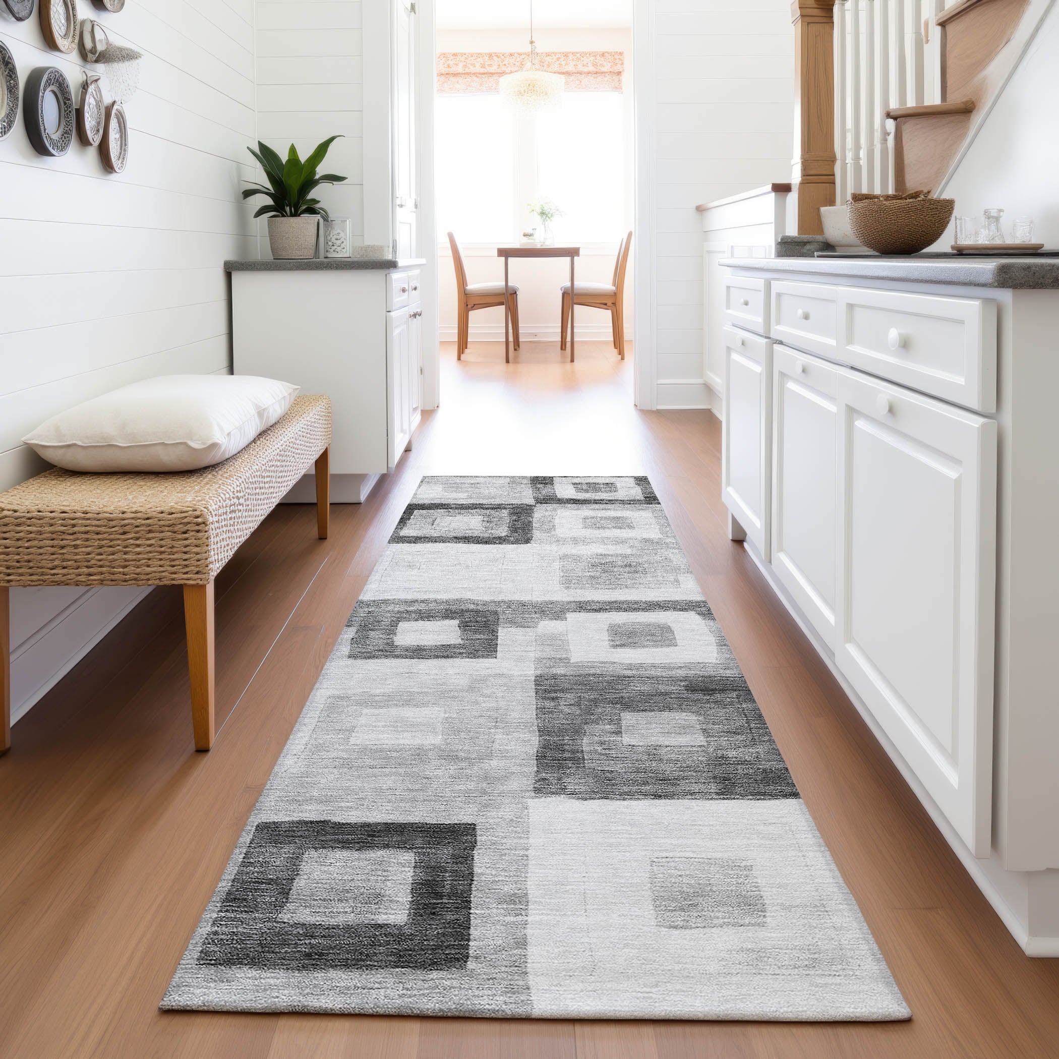 Chiang Mai Machine Washable Transitional Gray Rug 2'3" x 7'6" #shape_Runner