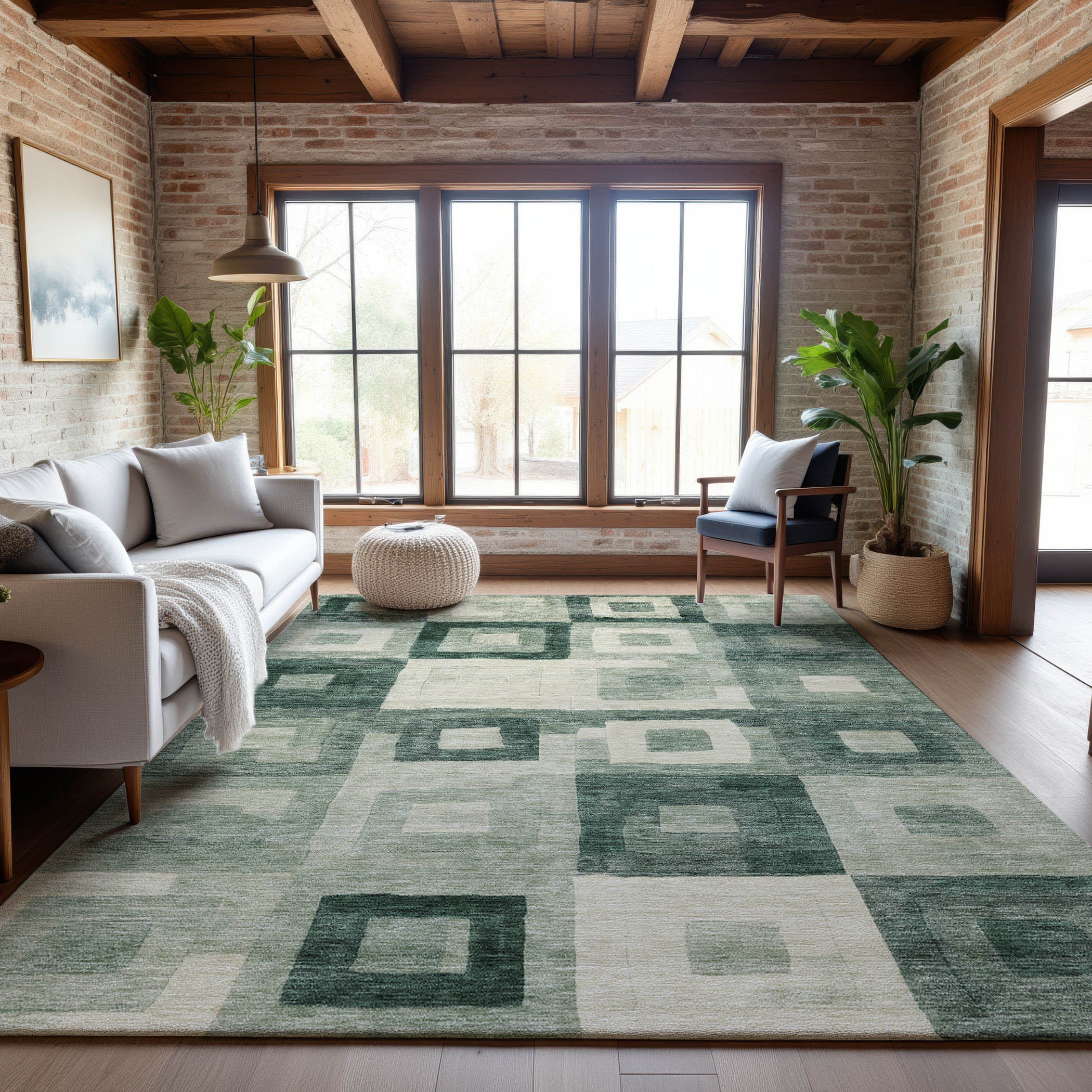 Chiang Mai Machine Washable Transitional Green Rug 2'6" x 3'10" #shape_Rectangle