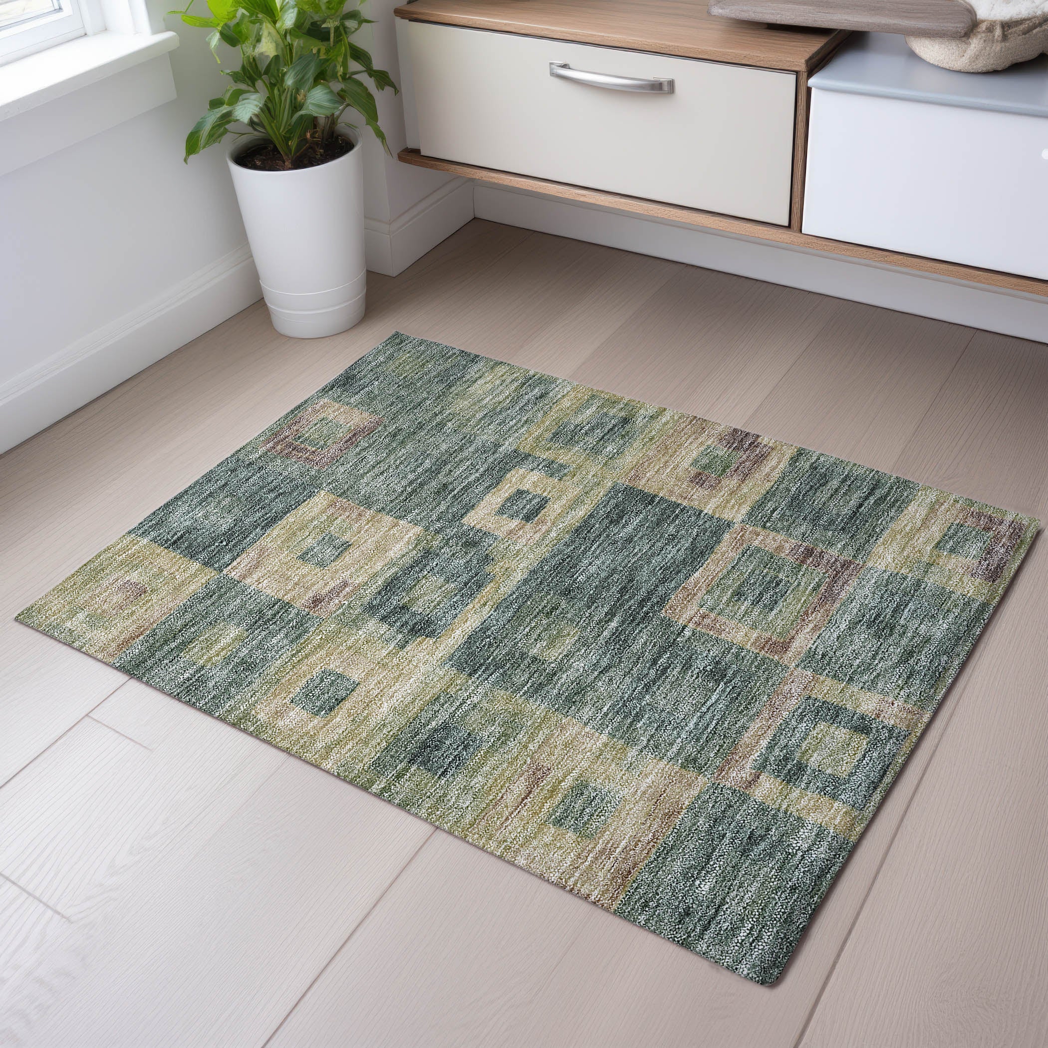 Chiang Mai Machine Washable Transitional Sage Green Rug 1'8" x 2'6" #shape_Rectangle