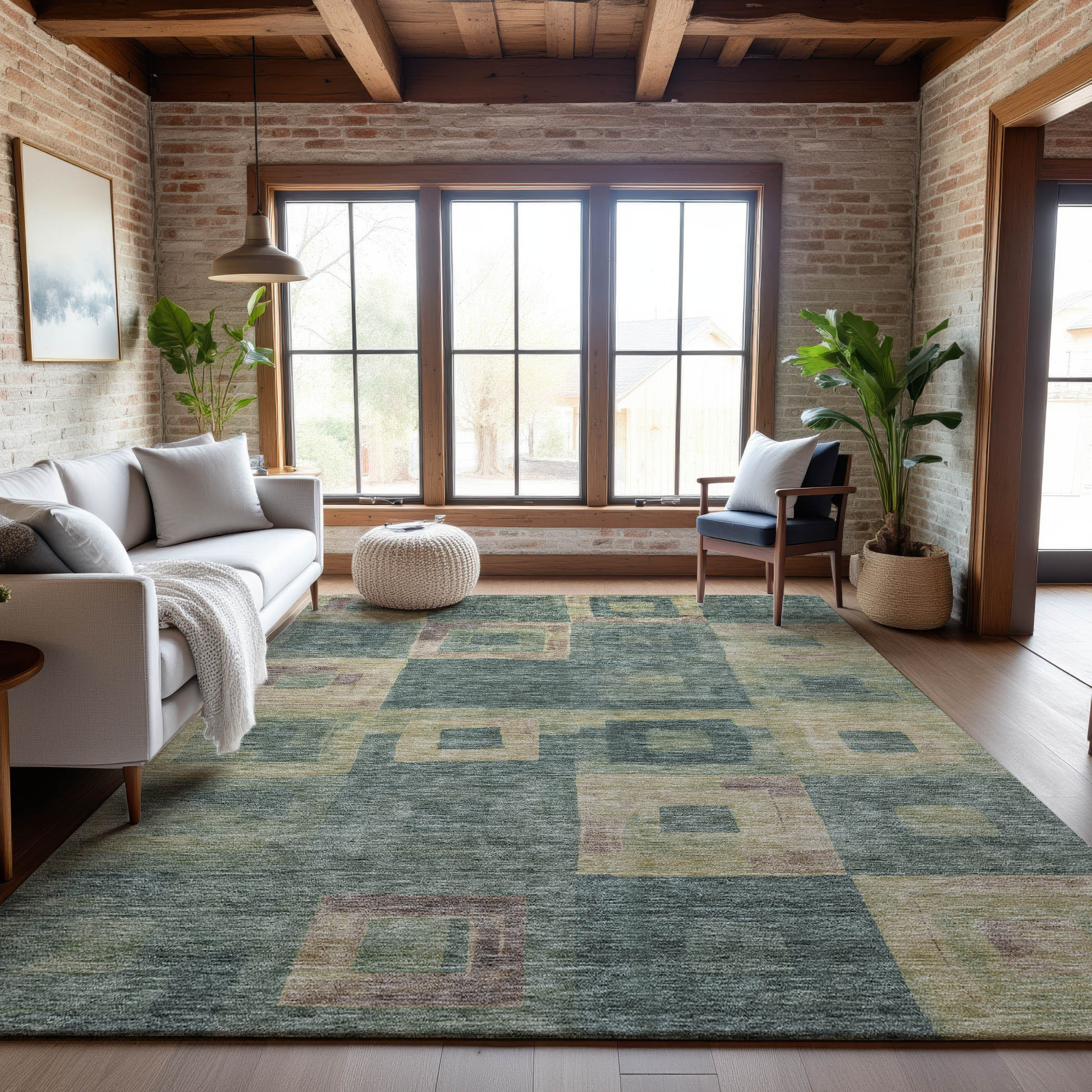 Chiang Mai Machine Washable Transitional Sage Green Rug 2'6" x 3'10" #shape_Rectangle