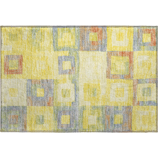 Chiang Mai Machine Washable Transitional Yellow Gold Rug 1'8" x 2'6"