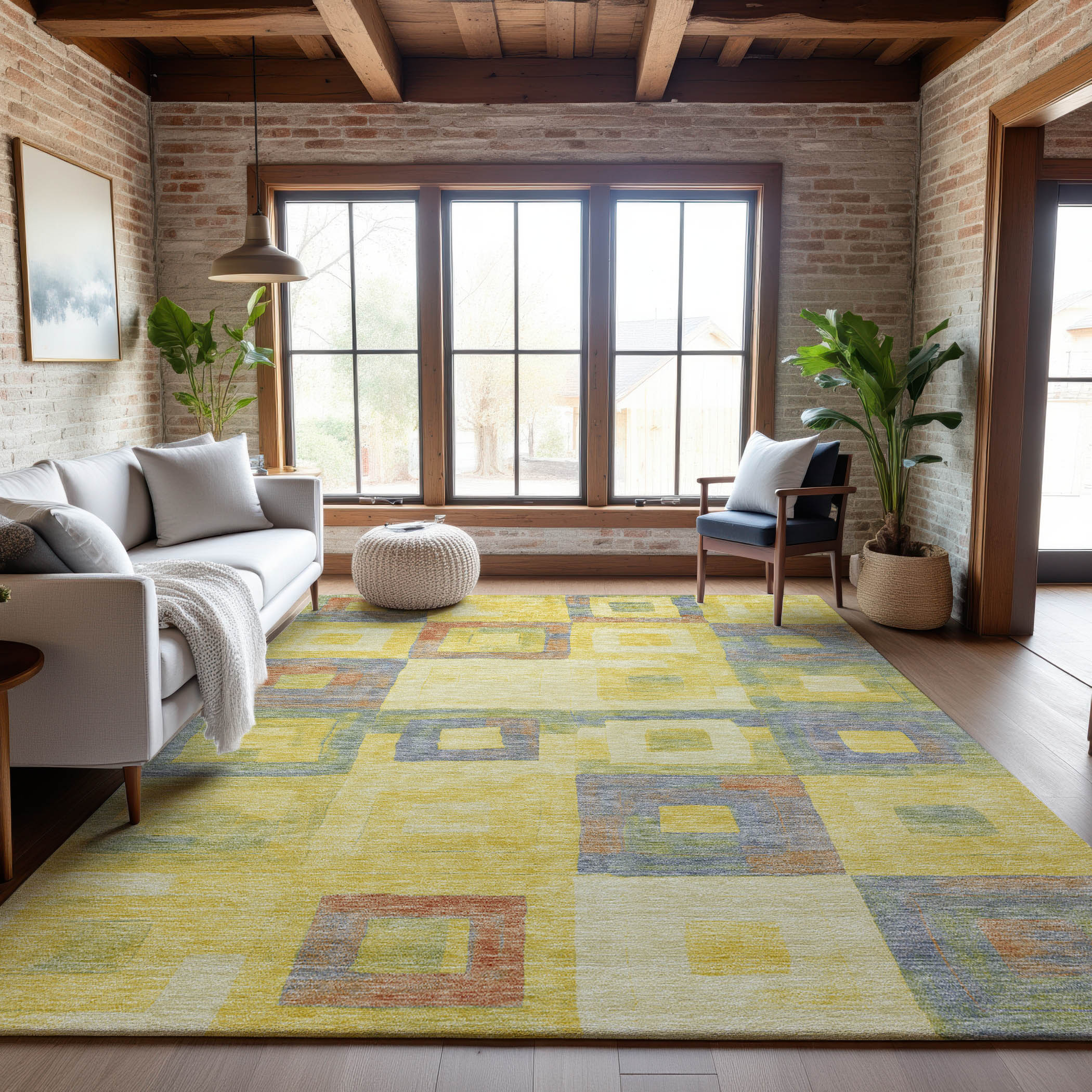 Chiang Mai Machine Washable Transitional Yellow Gold Rug 2'6" x 3'10" #shape_Rectangle