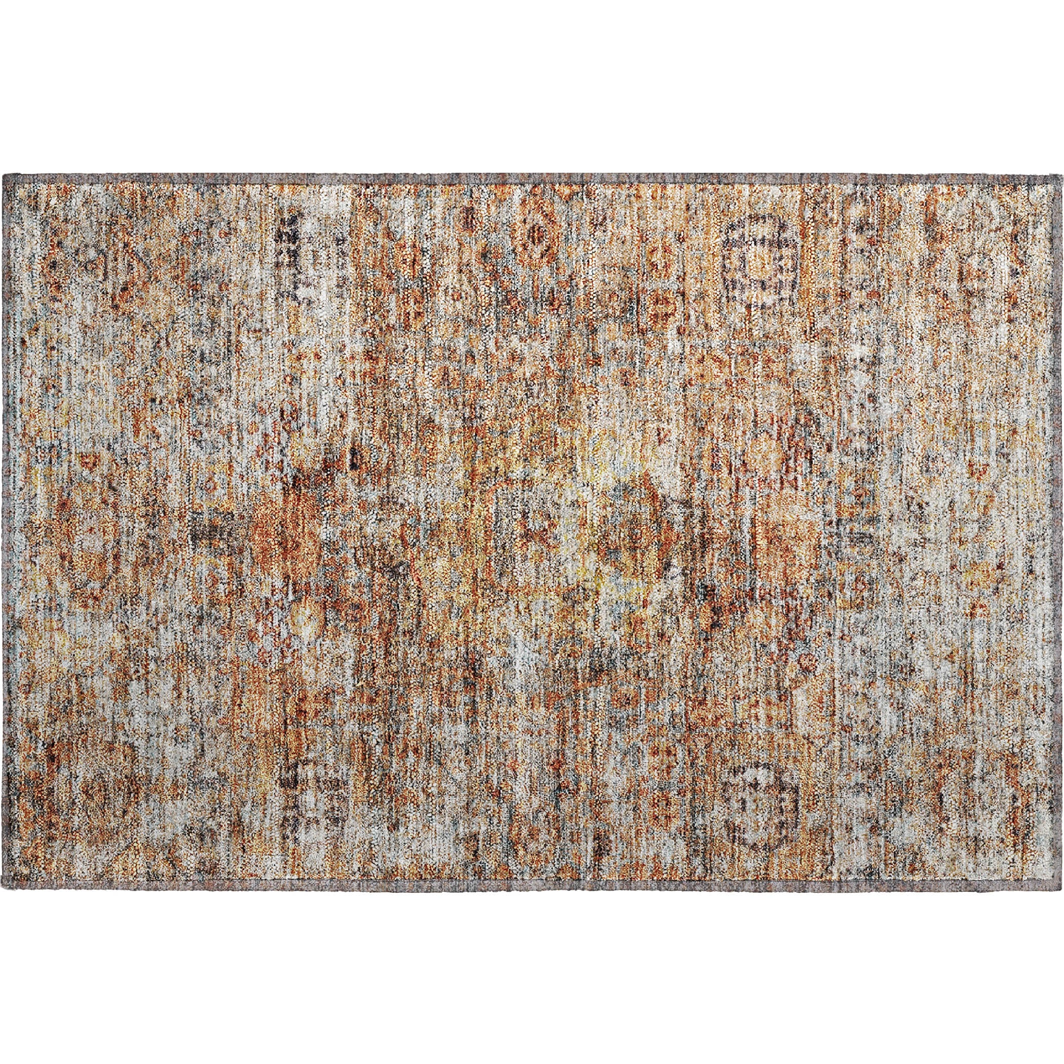 Seville Machine Washable Traditional Coral Orange Rug 1'8" x 2'6" #shape_Rectangle