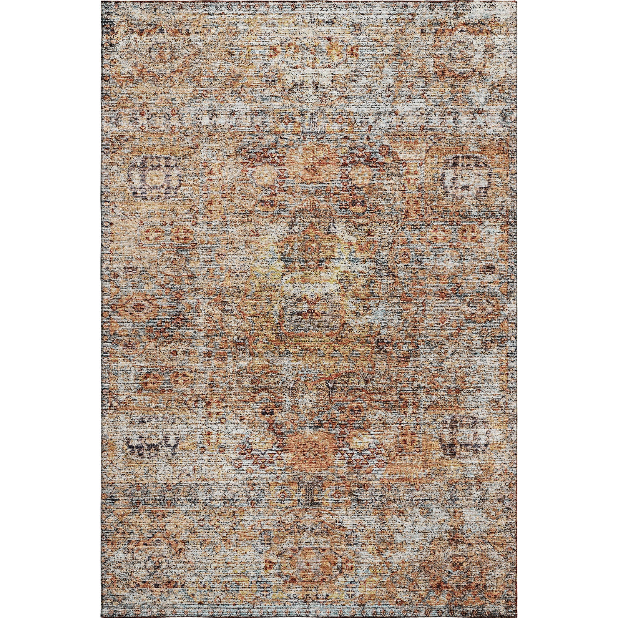 Seville Machine Washable Traditional Coral Orange Rug 2'6" x 3'10" #shape_Rectangle