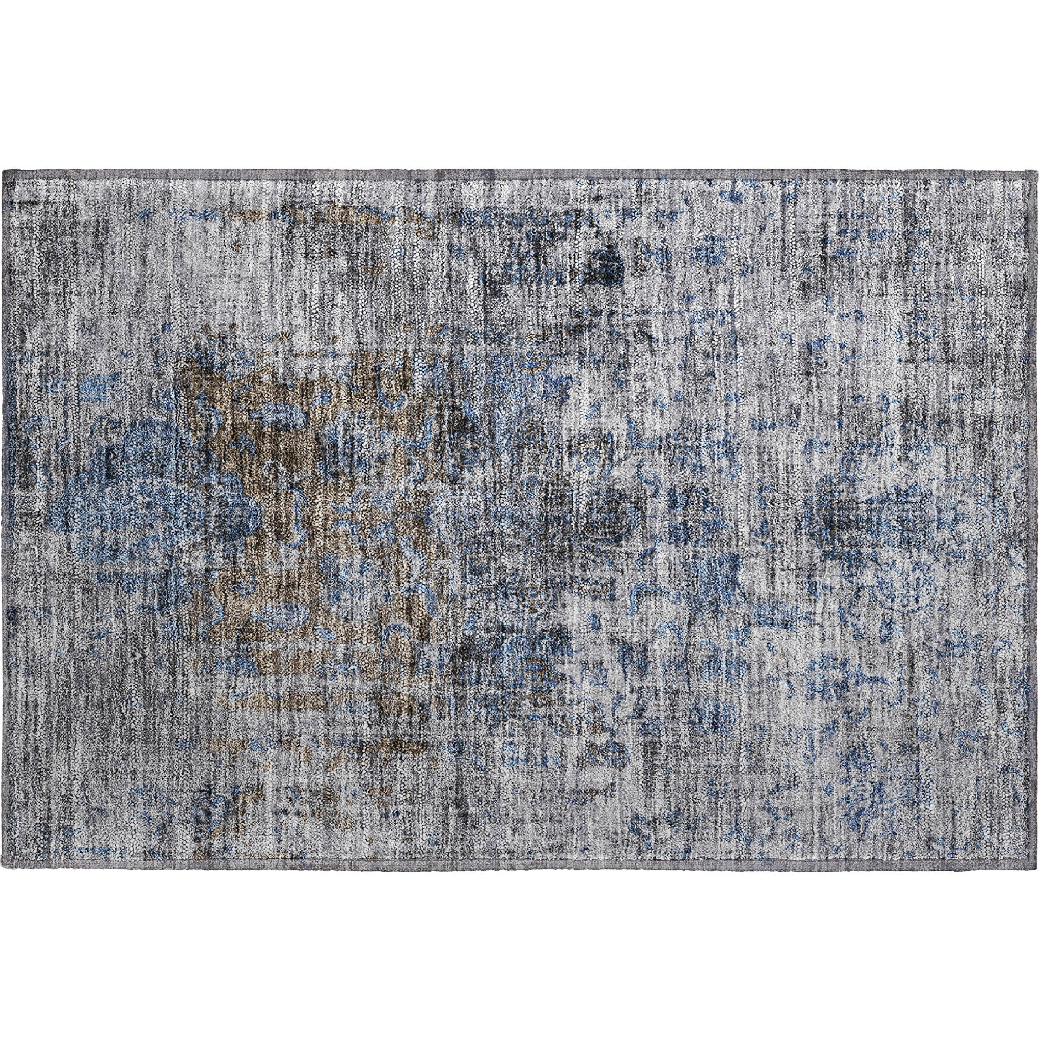 Montevideo Machine Washable Traditional Blue Rug 1'8" x 2'6" #shape_Rectangle