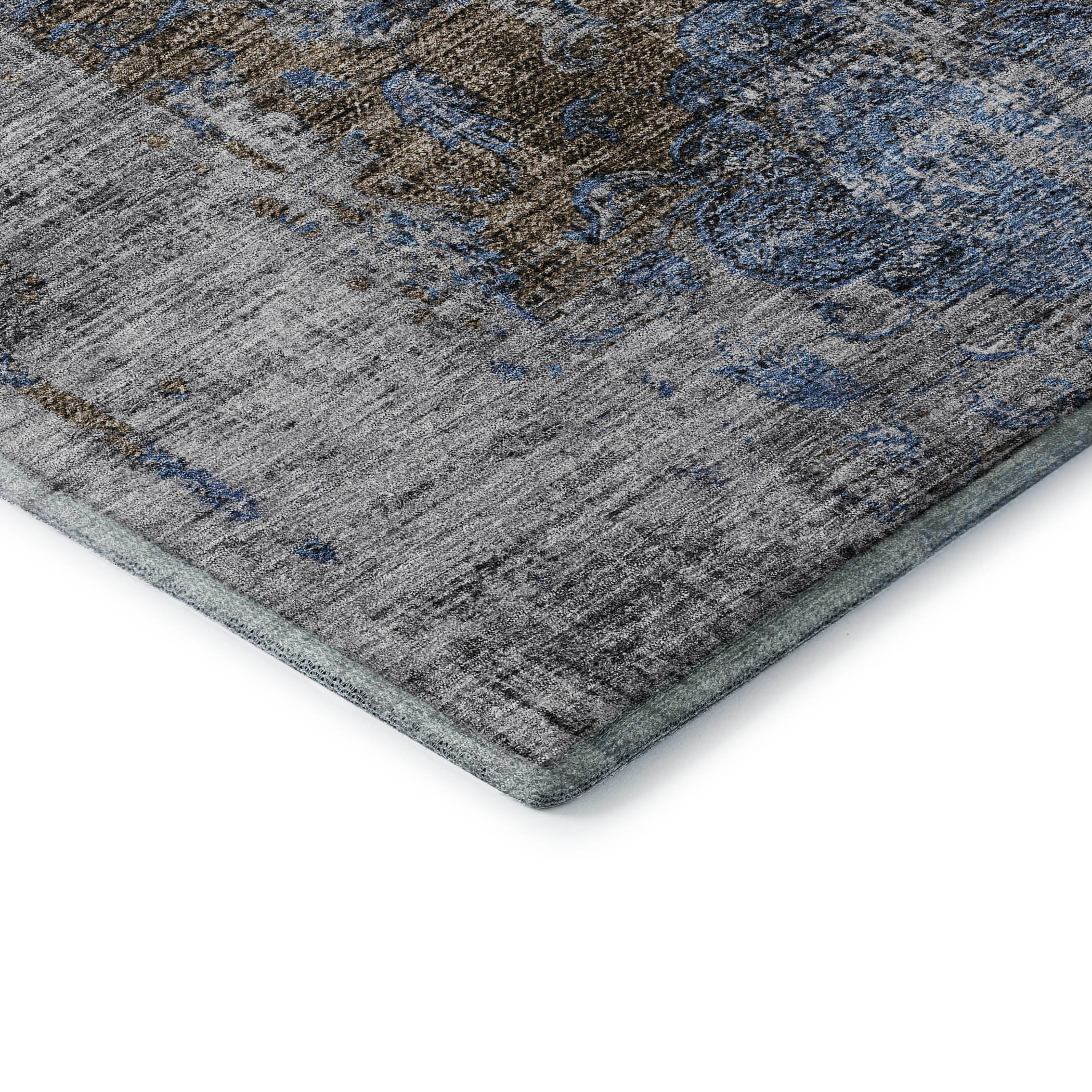 Montevideo Machine Washable Traditional Blue Rug 1'8" x 2'6" #shape_Rectangle