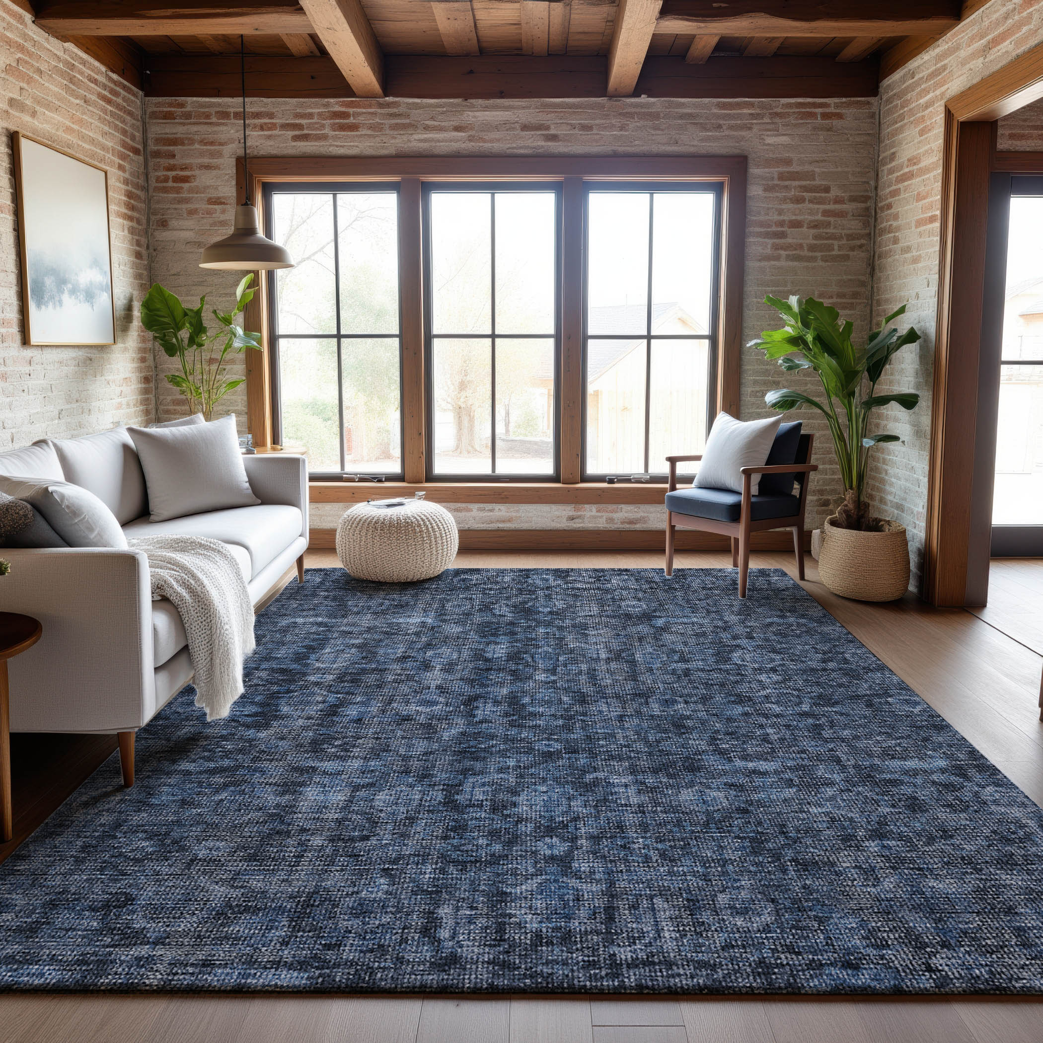 Vienna Machine Washable Transitional Blue Rug 2'6" x 3'10" #shape_Rectangle
