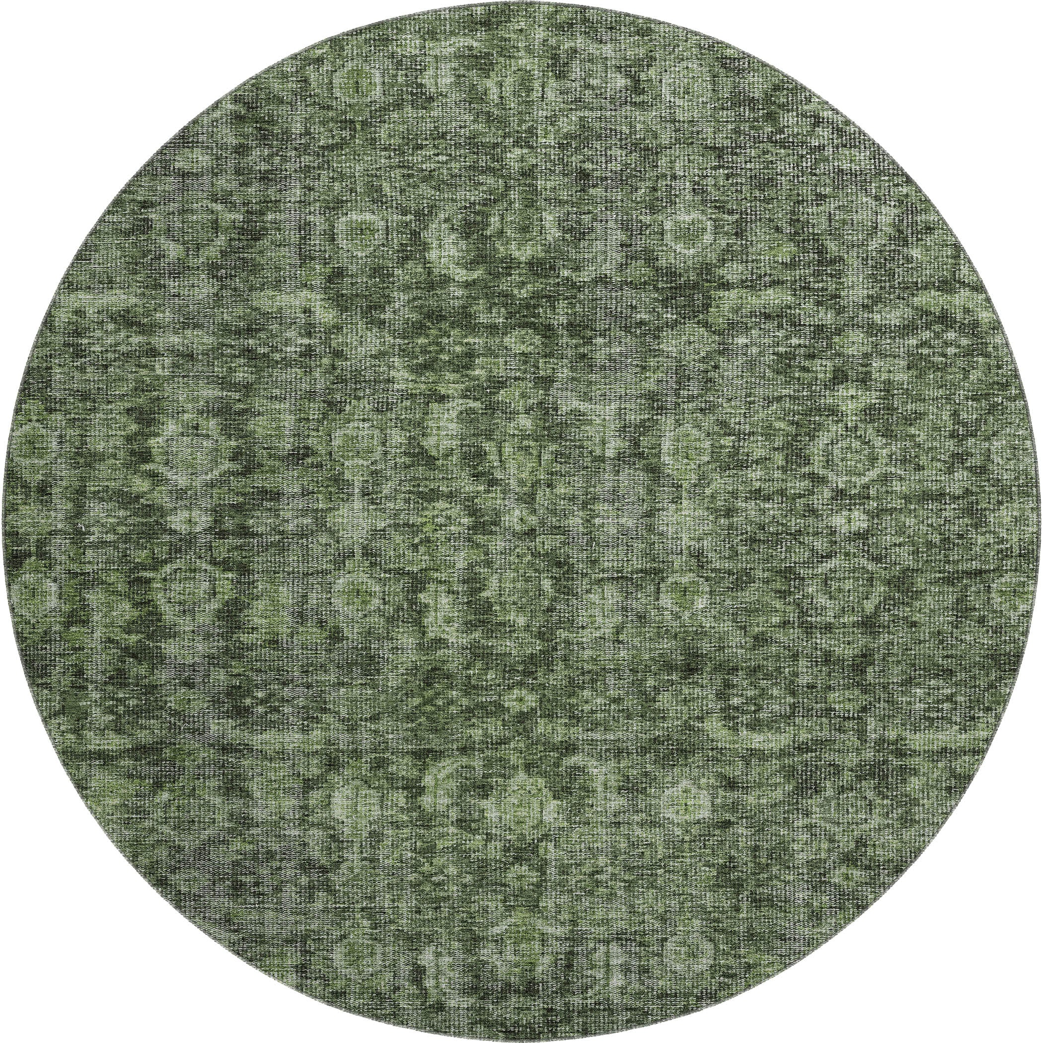 Vienna Machine Washable Transitional Cactus Green Rug 8' x 8' #shape_Round