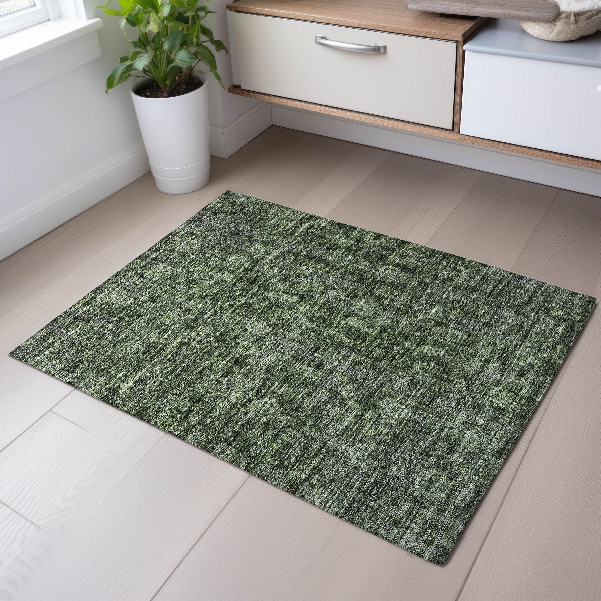 Vienna Machine Washable Transitional Cactus Green Rug 1'8" x 2'6" #shape_Rectangle