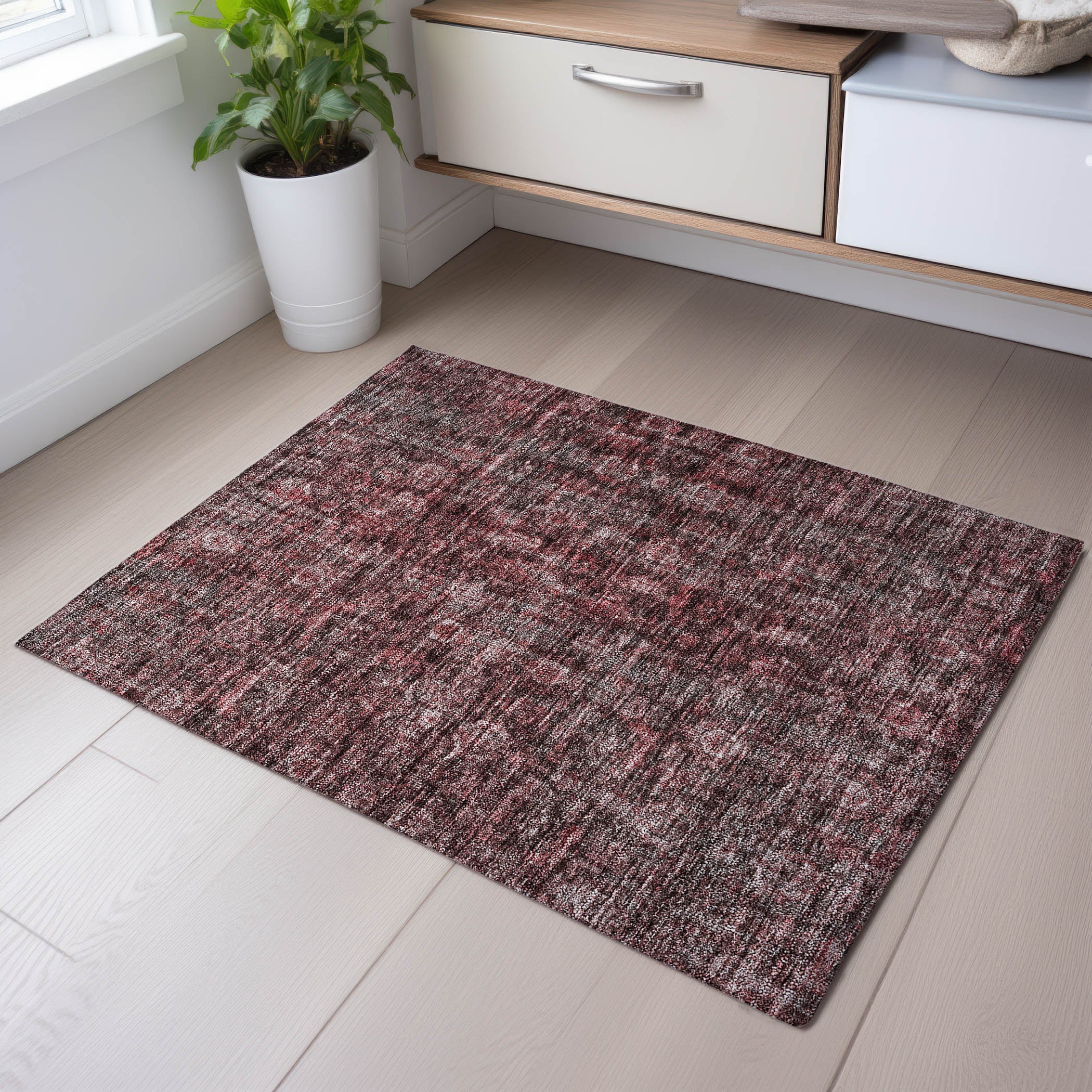 Vienna Machine Washable Transitional Pink Rug 1'8" x 2'6" #shape_Rectangle