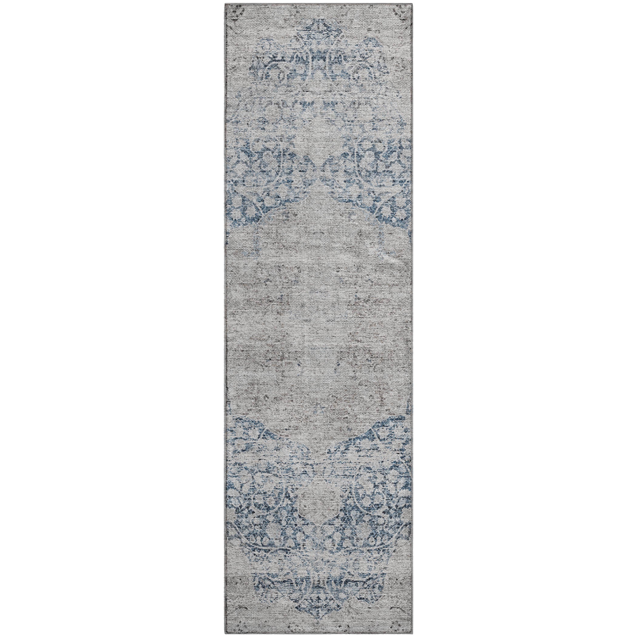 Bergen Machine Washable Traditional Blue Rug 2'3" x 7'6" #shape_Runner