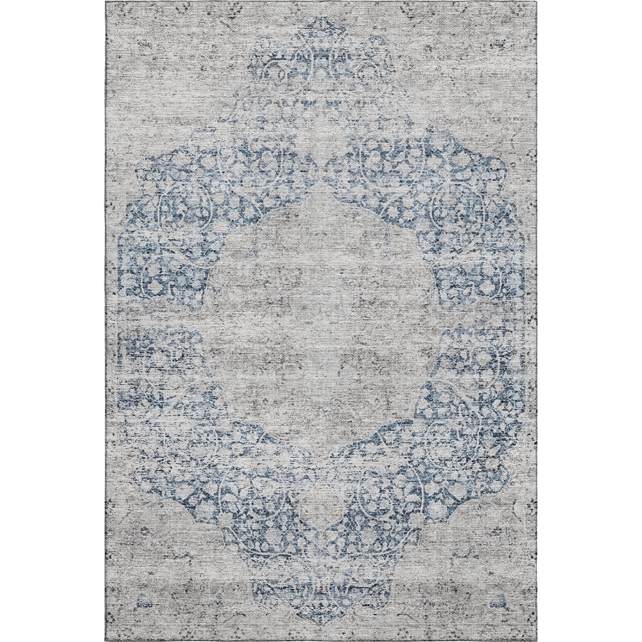 Bergen Machine Washable Traditional Blue Rug 2'6" x 3'10" #shape_Rectangle
