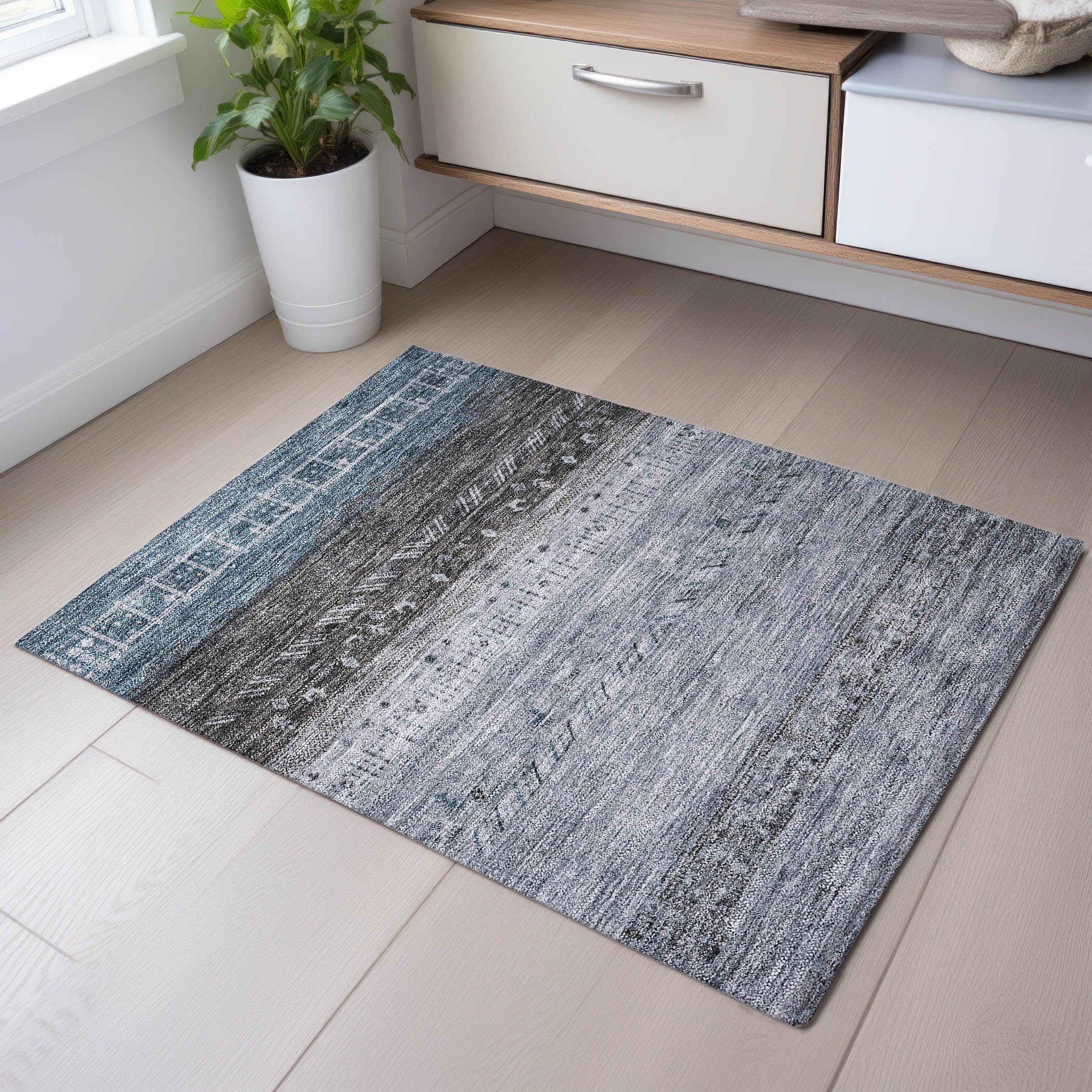 Cusco Machine Washable Transitional Blue Rug 1'8" x 2'6" #shape_Rectangle