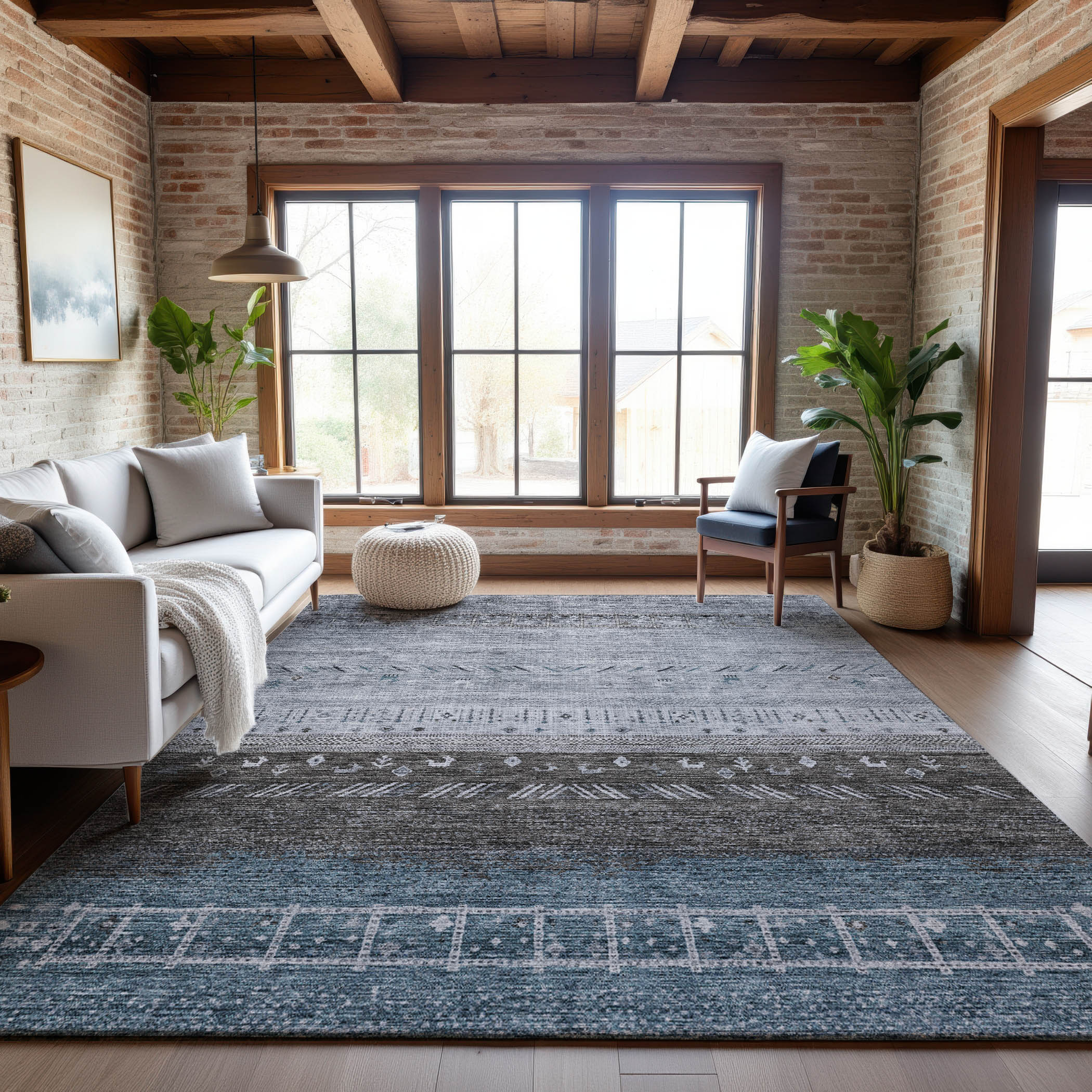 Cusco Machine Washable Transitional Blue Rug 2'6" x 3'10" #shape_Rectangle