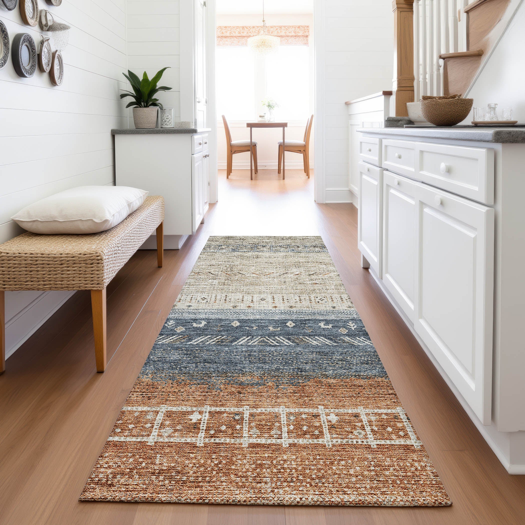 Cusco Machine Washable Transitional Brown Rug 2'3" x 7'6" #shape_Runner