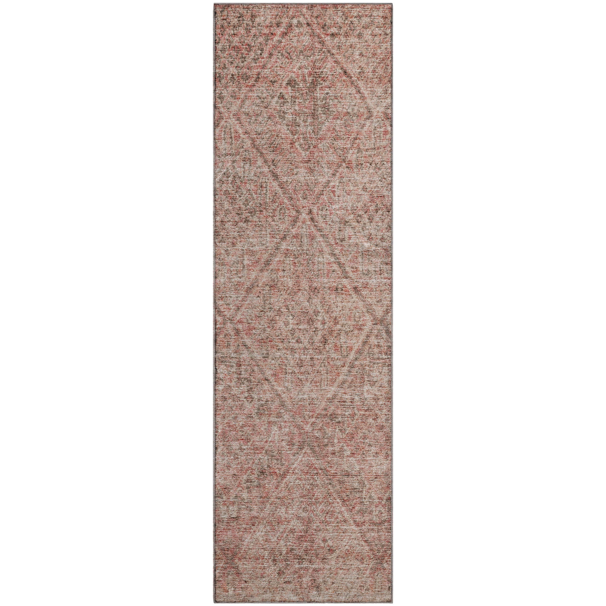 Zanzibar Machine Washable Transitional Pink Rug 2'3" x 7'6" #shape_Runner