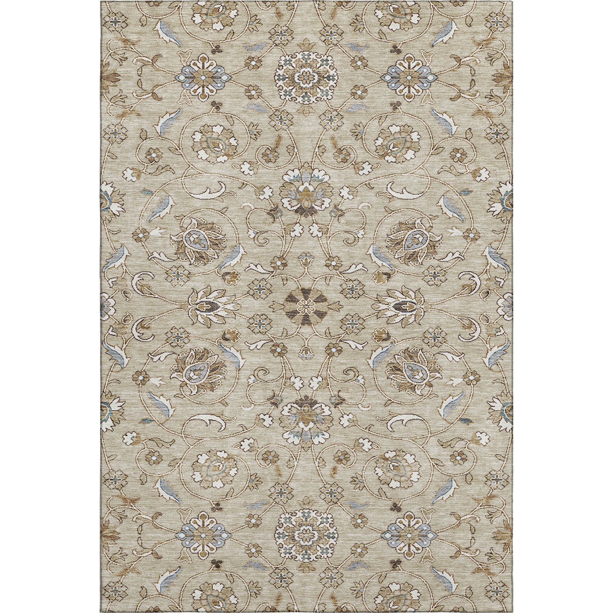 Lucerne Machine Washable Transitional Beige Brown Rug 2'6" x 3'10" #shape_Rectangle