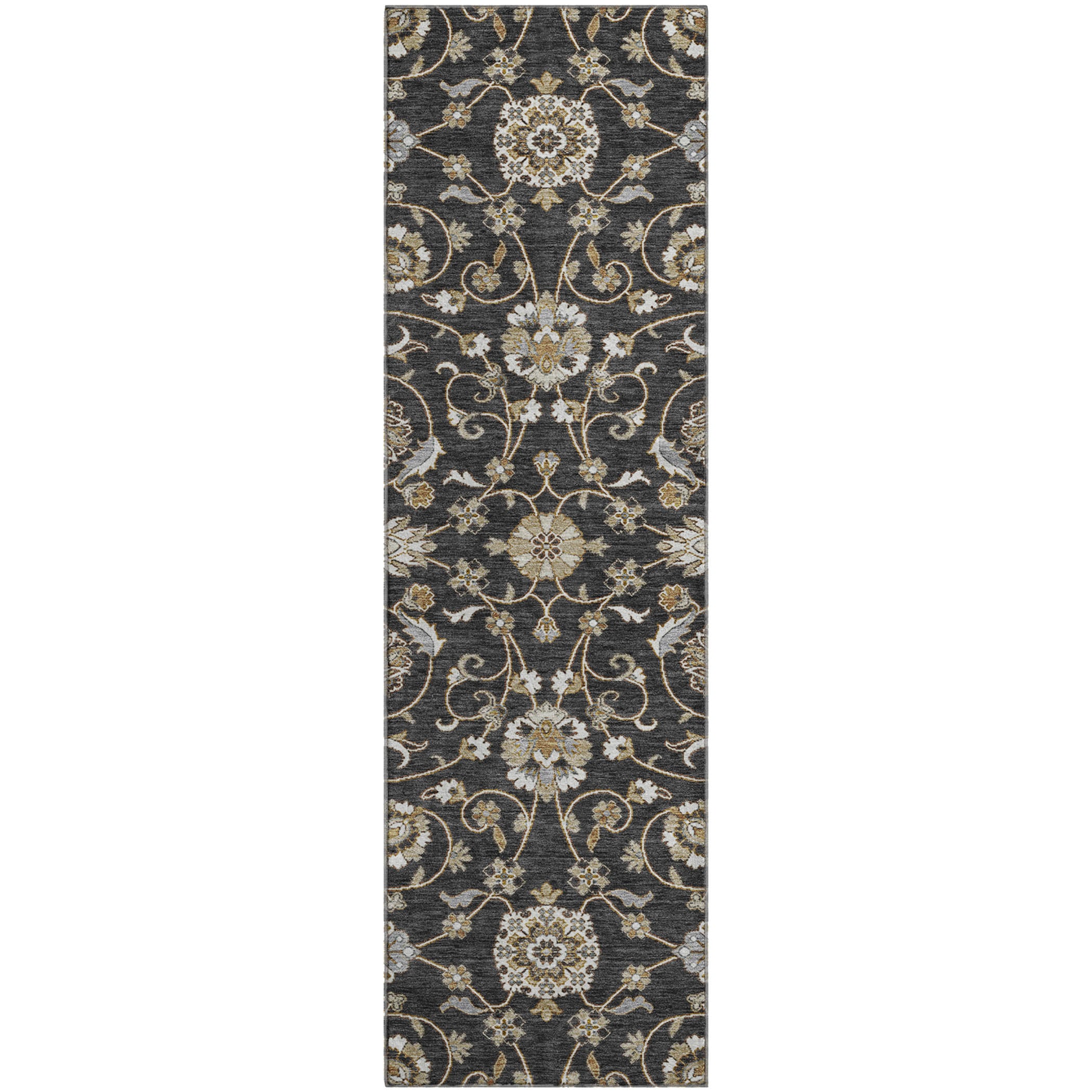 Lucerne Machine Washable Transitional Black Rug 2'3" x 7'6" #shape_Runner
