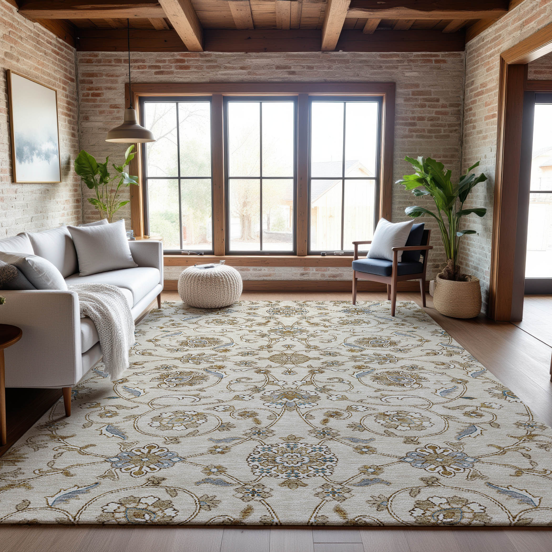 Lucerne Machine Washable Transitional Ivory Rug 2'6" x 3'10" #shape_Rectangle