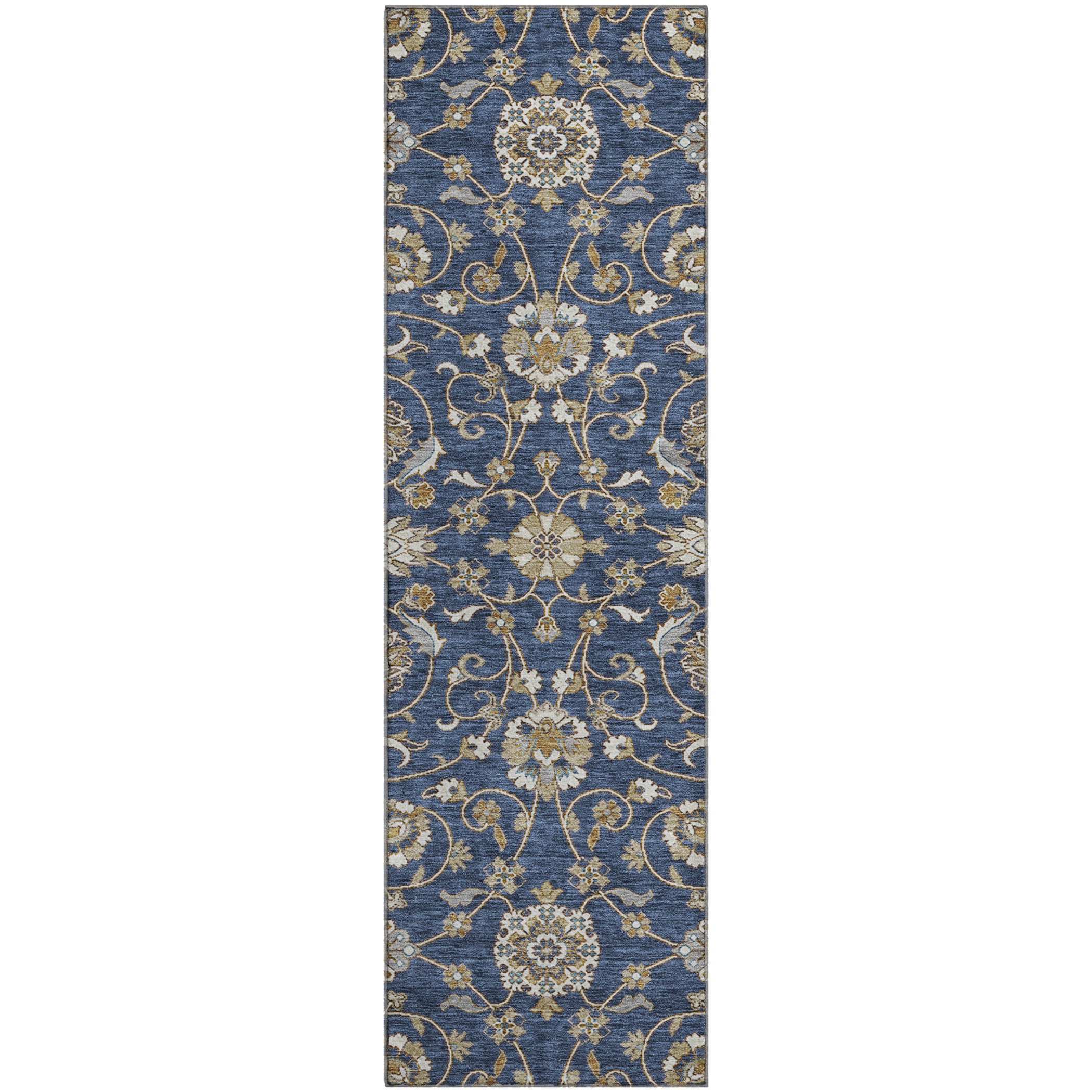 Lucerne Machine Washable Transitional Navy Blue Rug 2'3" x 7'6" #shape_Runner