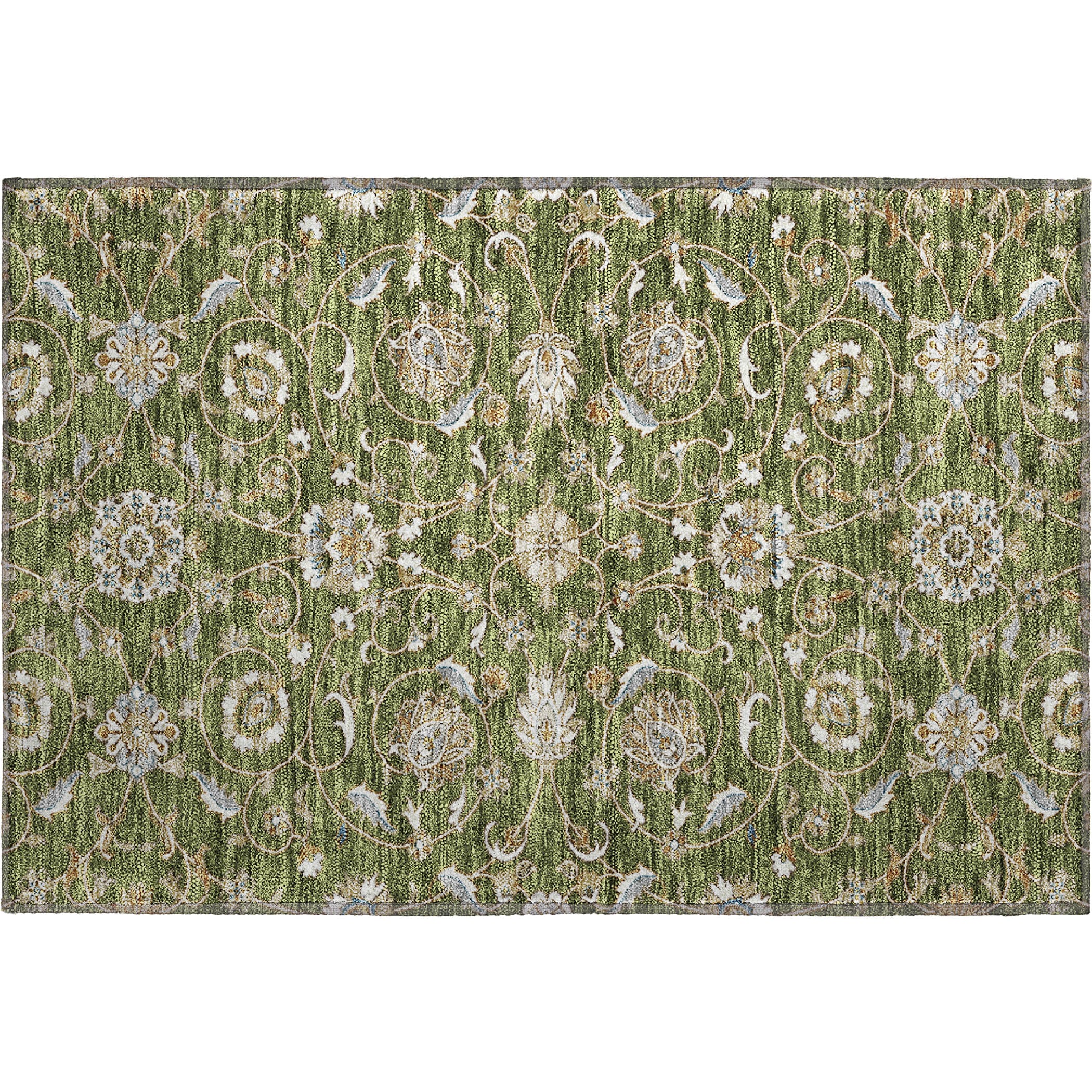 Lucerne Machine Washable Transitional Olive Green Rug 1'8" x 2'6" #shape_Rectangle