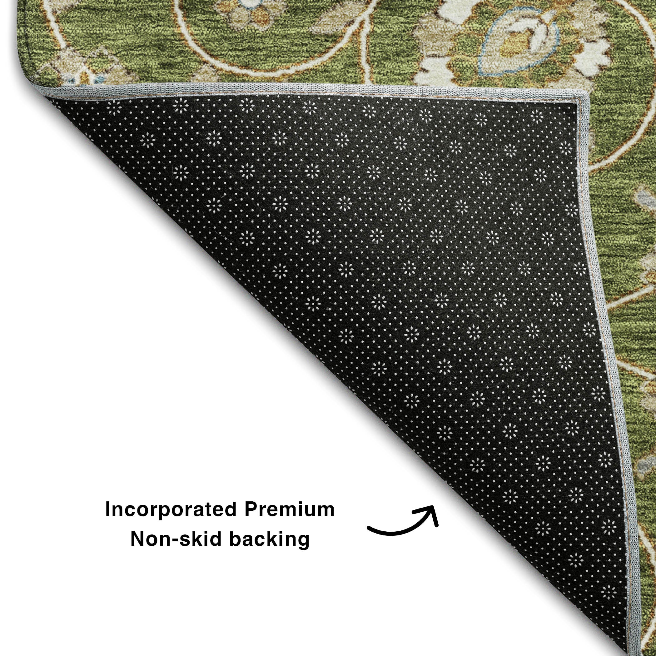 Lucerne Machine Washable Transitional Olive Green Rug 1'8" x 2'6" #shape_Rectangle