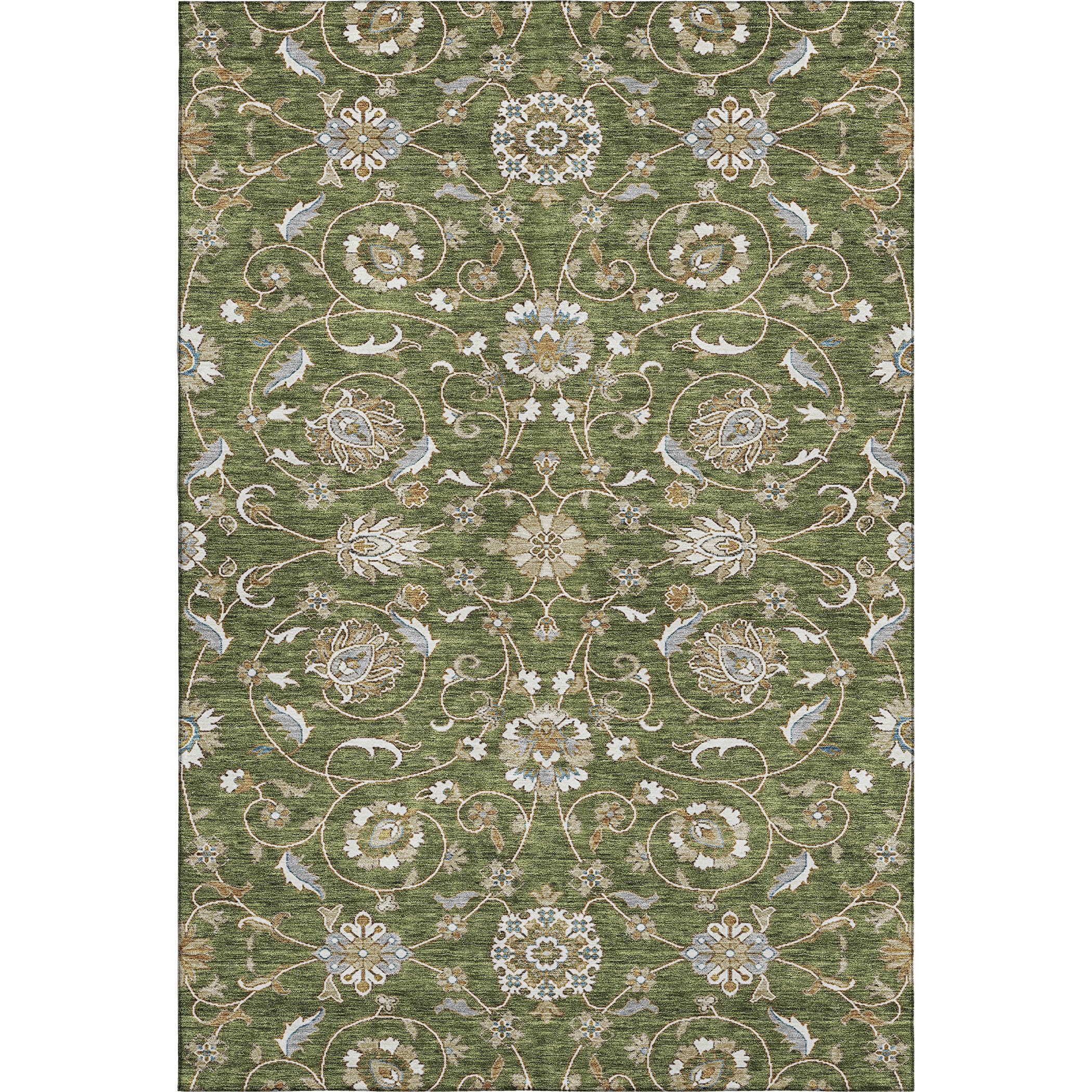 Lucerne Machine Washable Transitional Olive Green Rug 2'6" x 3'10" #shape_Rectangle