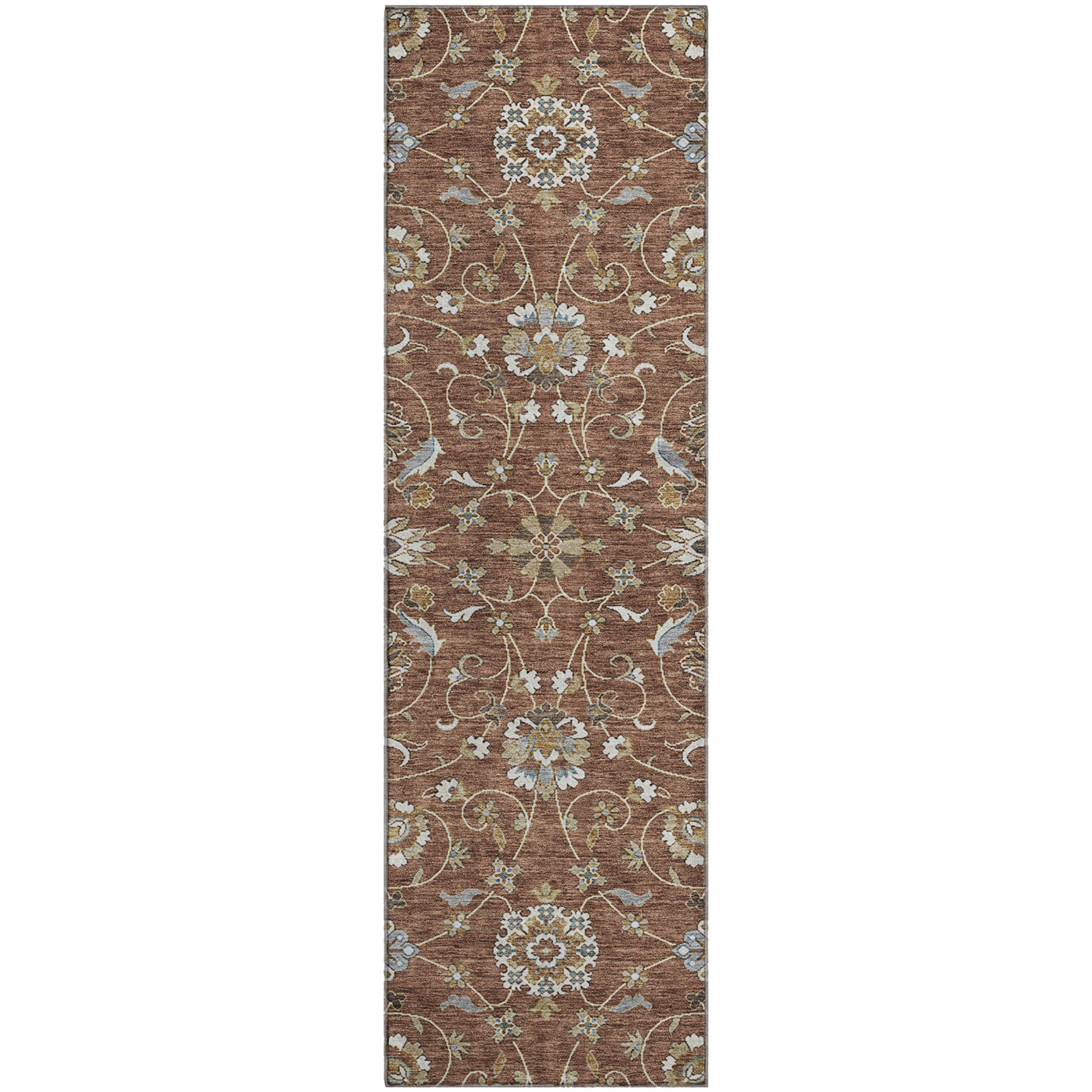 Lucerne Machine Washable Transitional Paprika Orange Rug 2'3" x 7'6" #shape_Runner