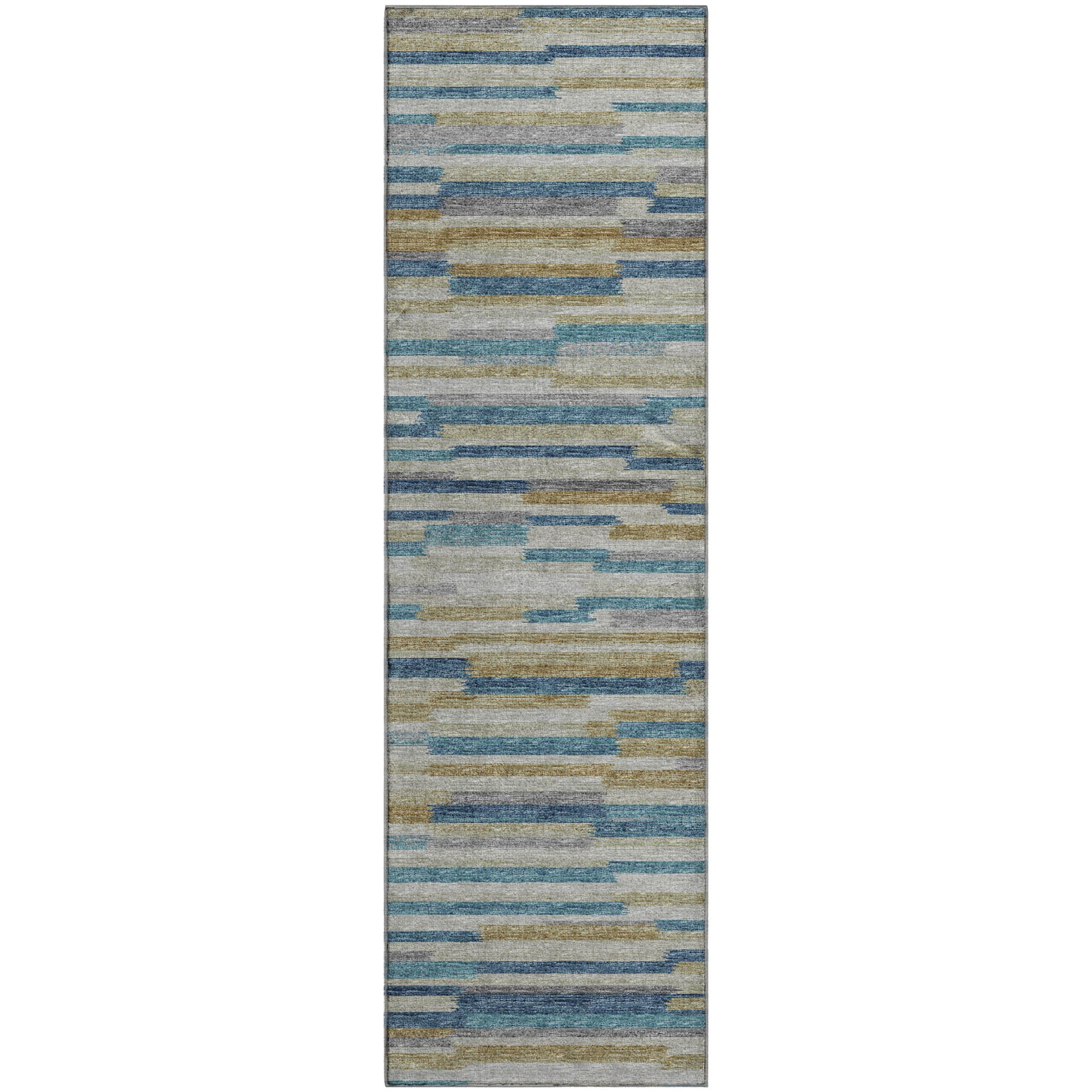 Marrakech Machine Washable Transitional Blue Rug 2'3" x 7'6" #shape_Runner