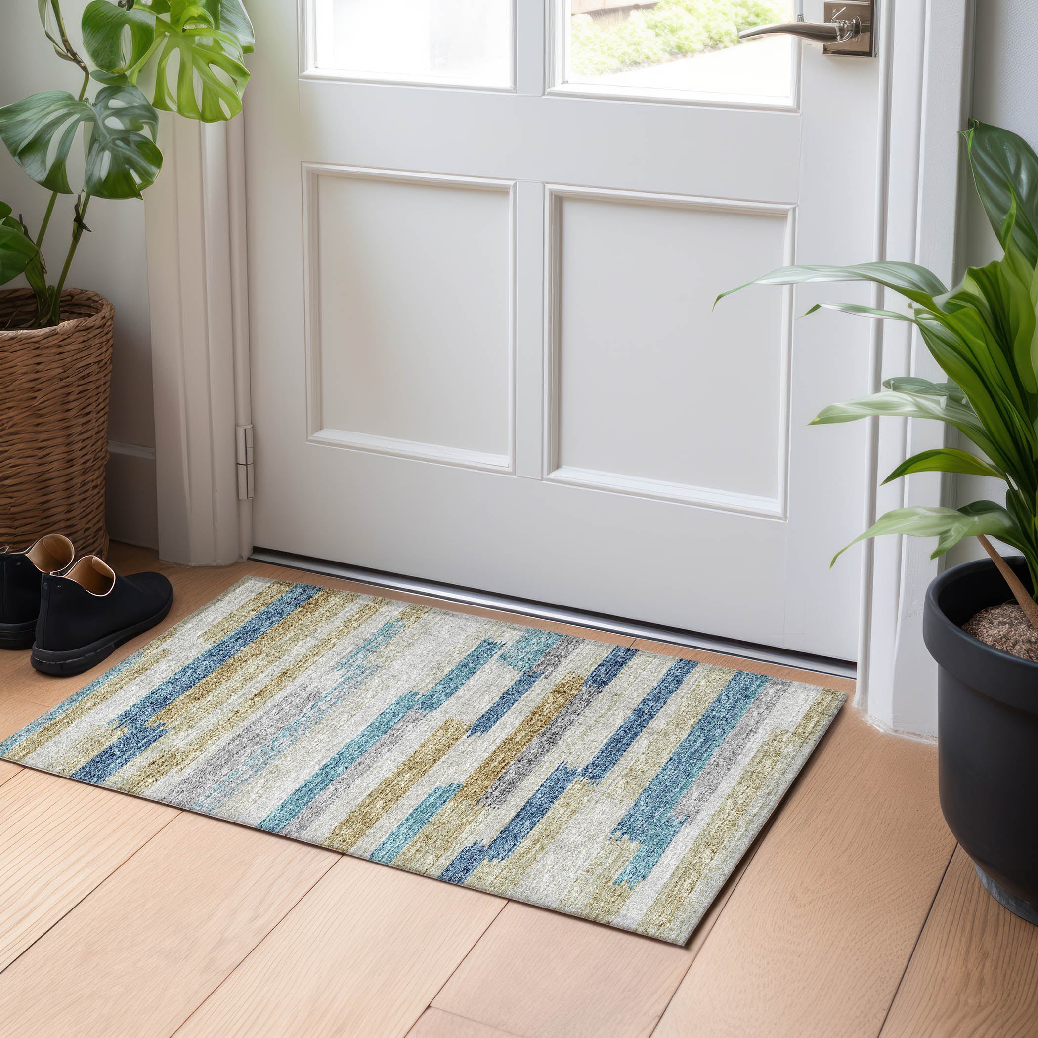 Marrakech Machine Washable Transitional Blue Rug 1'8" x 2'6" #shape_Rectangle