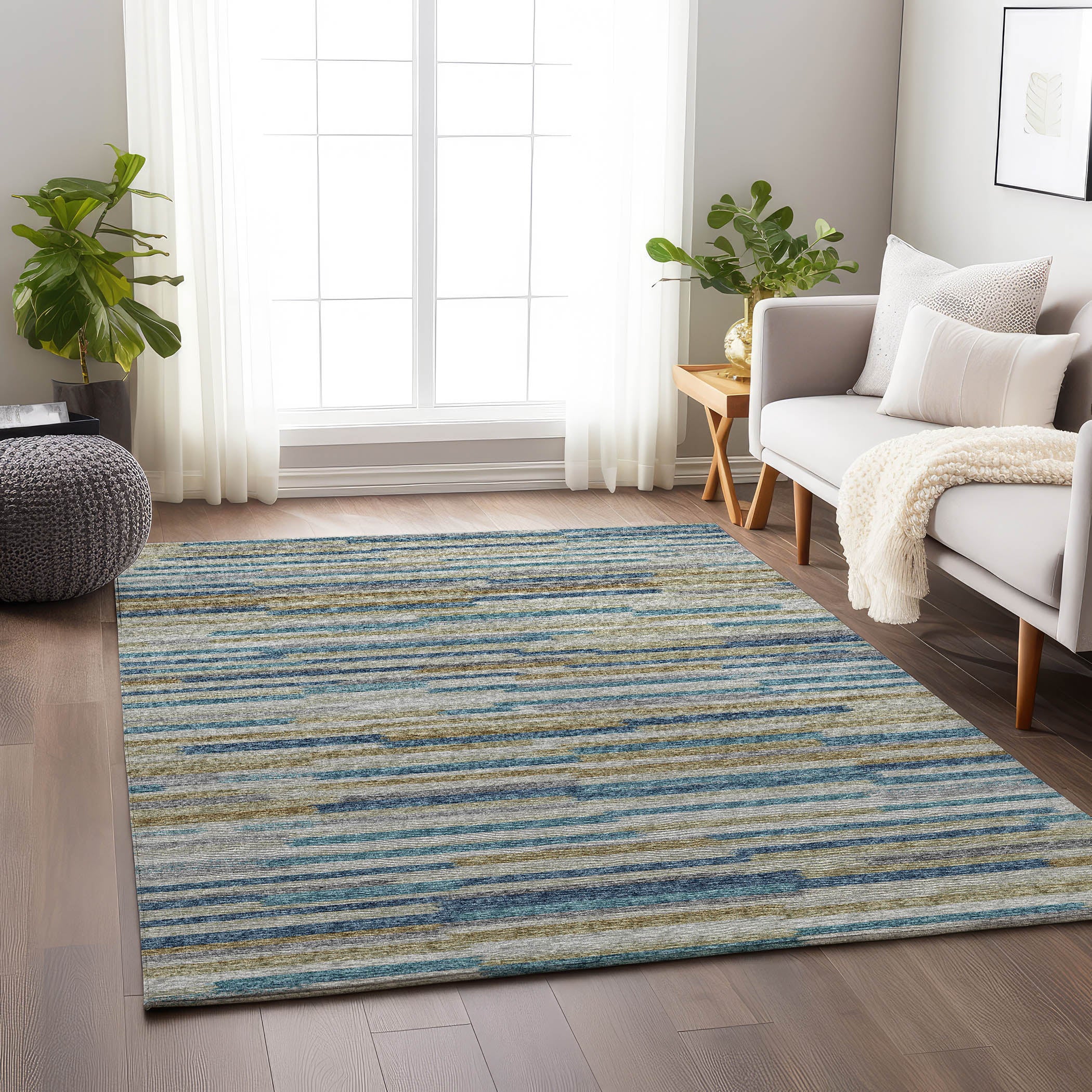 Marrakech Machine Washable Transitional Blue Rug 2'6" x 3'10" #shape_Rectangle