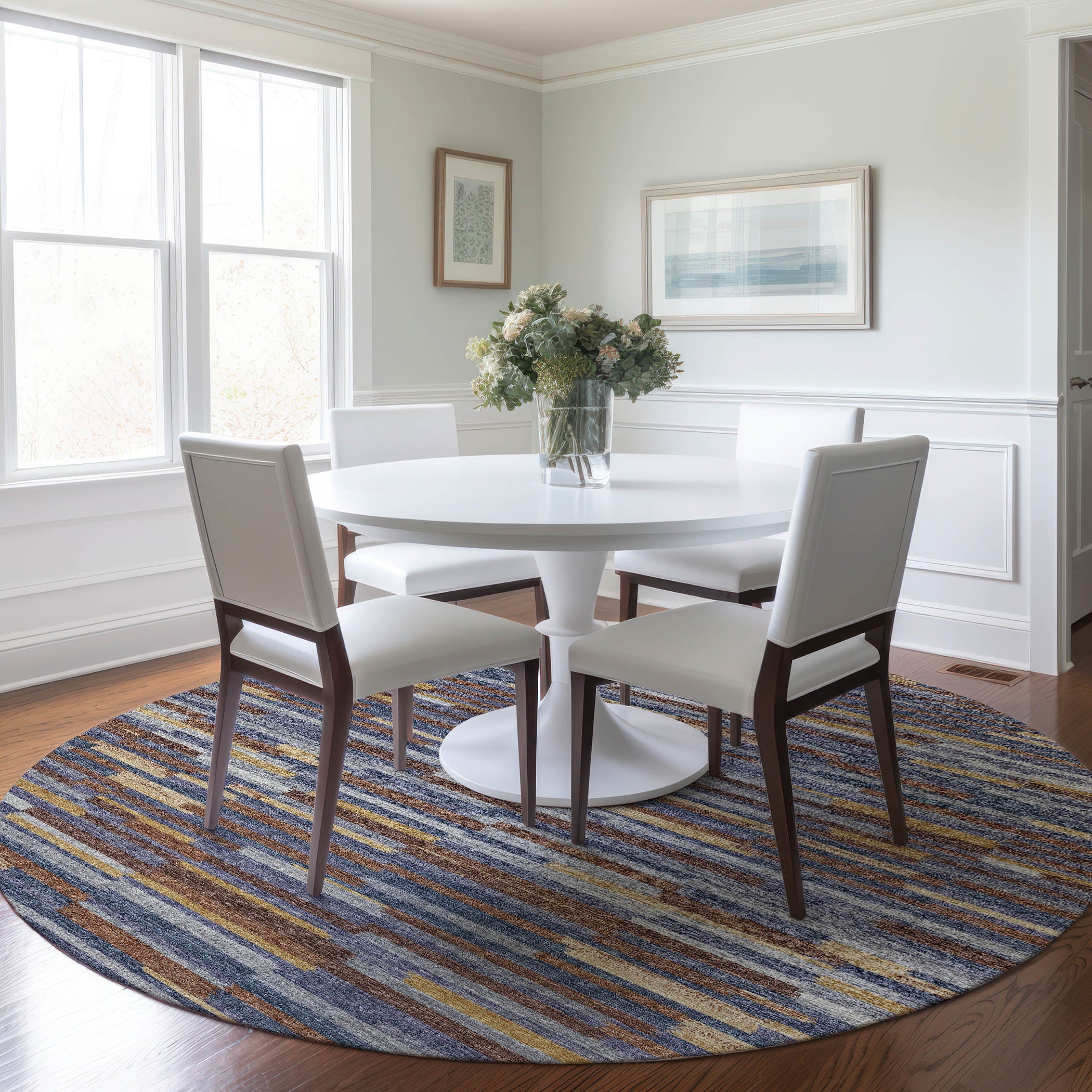 Marrakech Machine Washable Transitional Landscape Multi Rug 8' x 8' #shape_Round