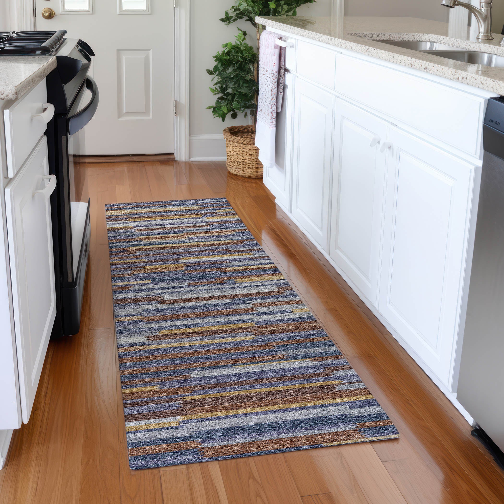 Marrakech Machine Washable Transitional Landscape Multi Rug 2'3" x 7'6" #shape_Runner