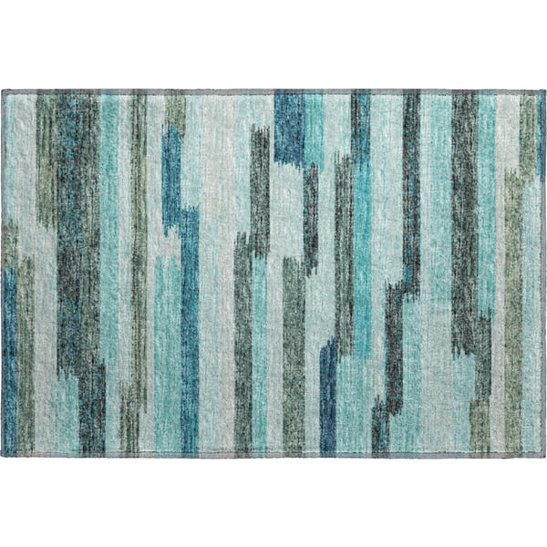 Marrakech Machine Washable Transitional Turquoise Blue Rug 1'8" x 2'6"