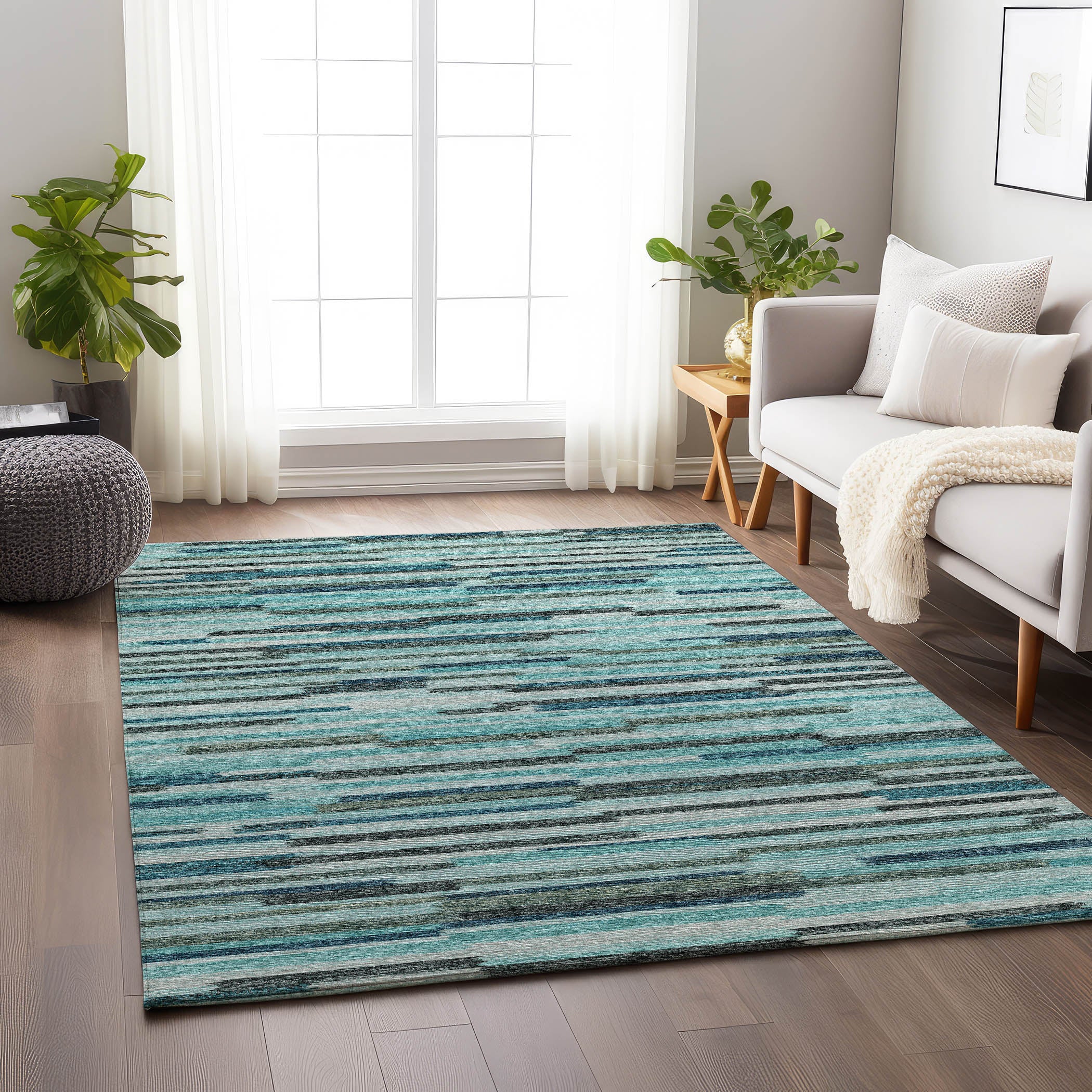 Marrakech Machine Washable Transitional Turquoise Blue Rug 2'6" x 3'10" #shape_Rectangle