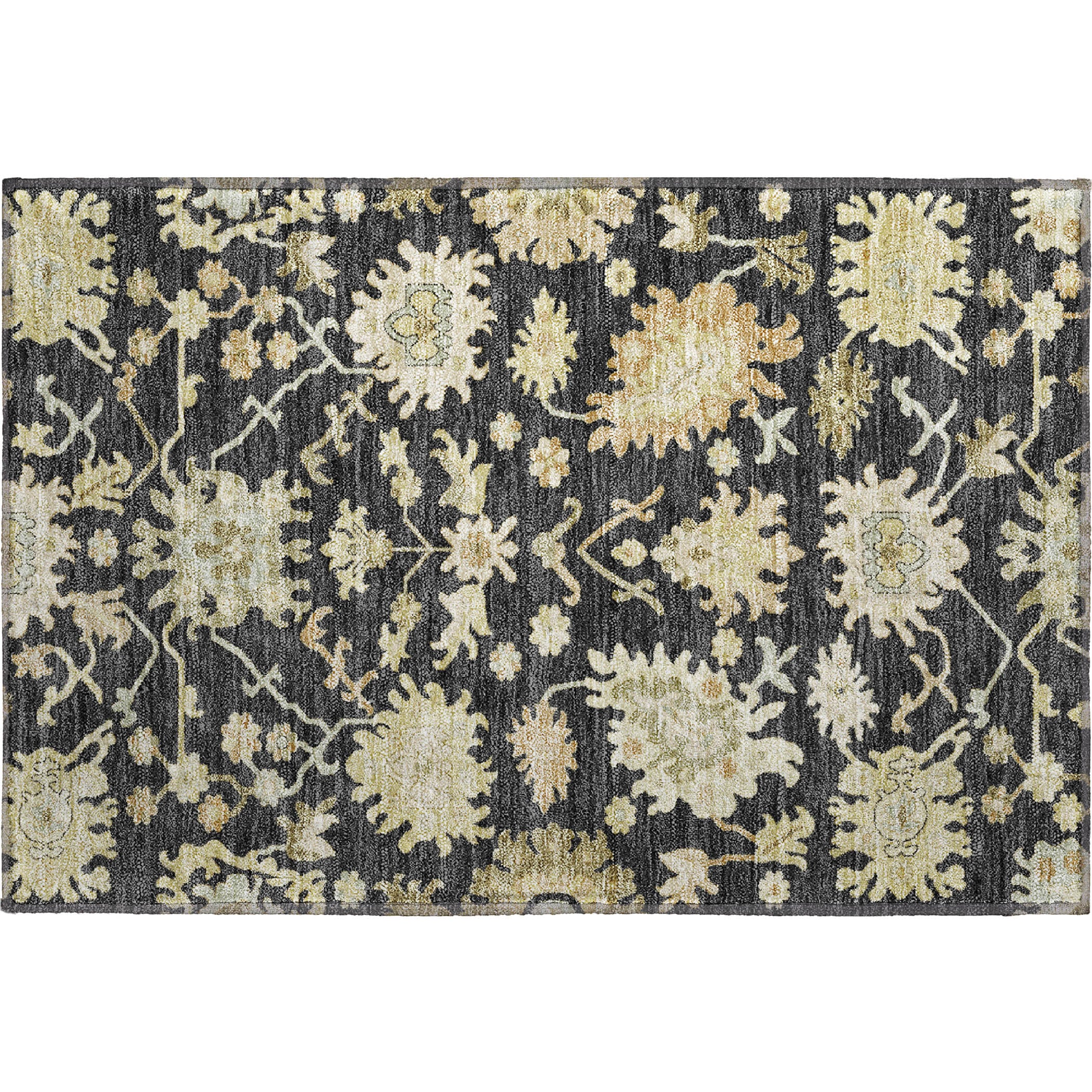 Baku Machine Washable Traditional Black Rug 1'8" x 2'6" #shape_Rectangle