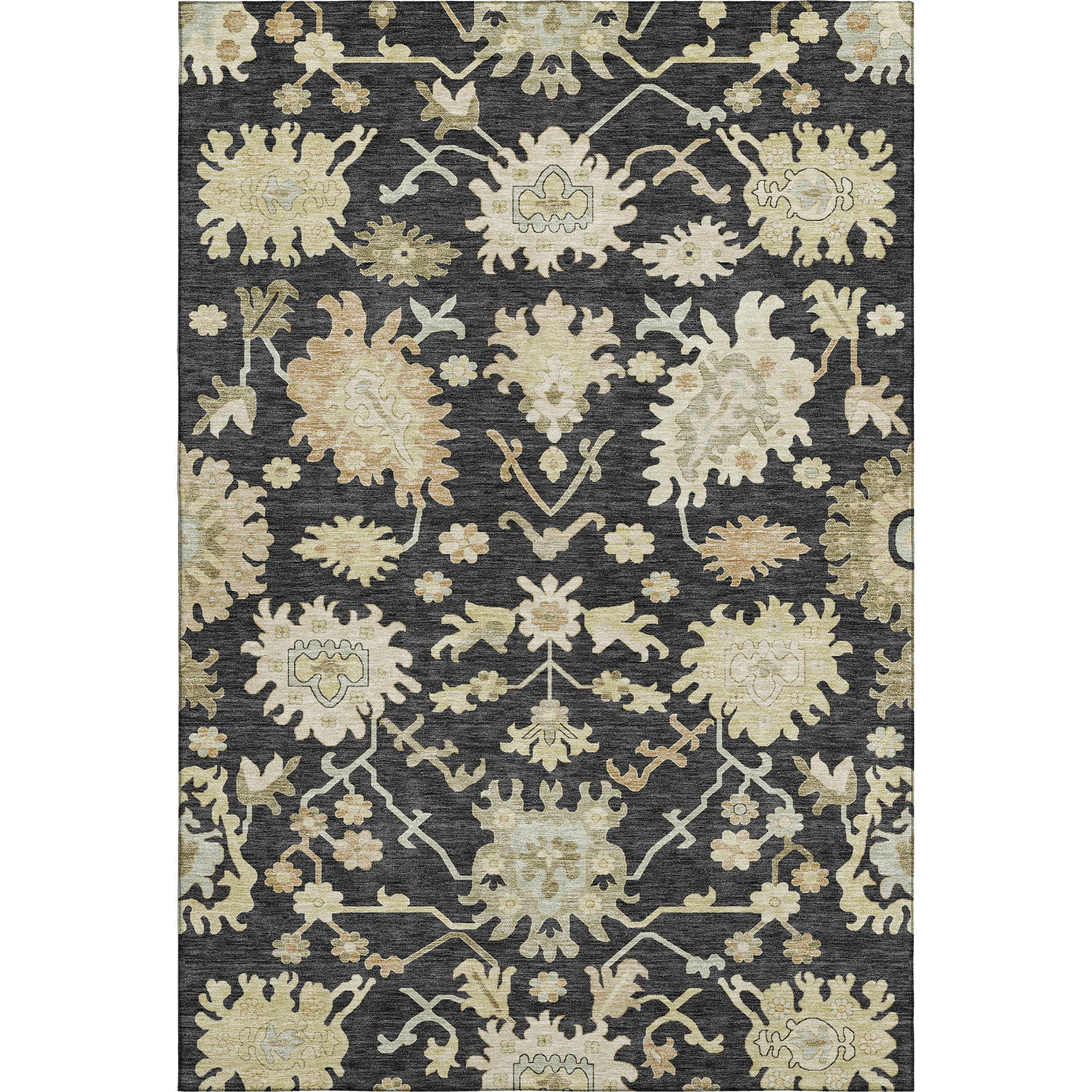 Baku Machine Washable Traditional Black Rug 2'6" x 3'10" #shape_Rectangle