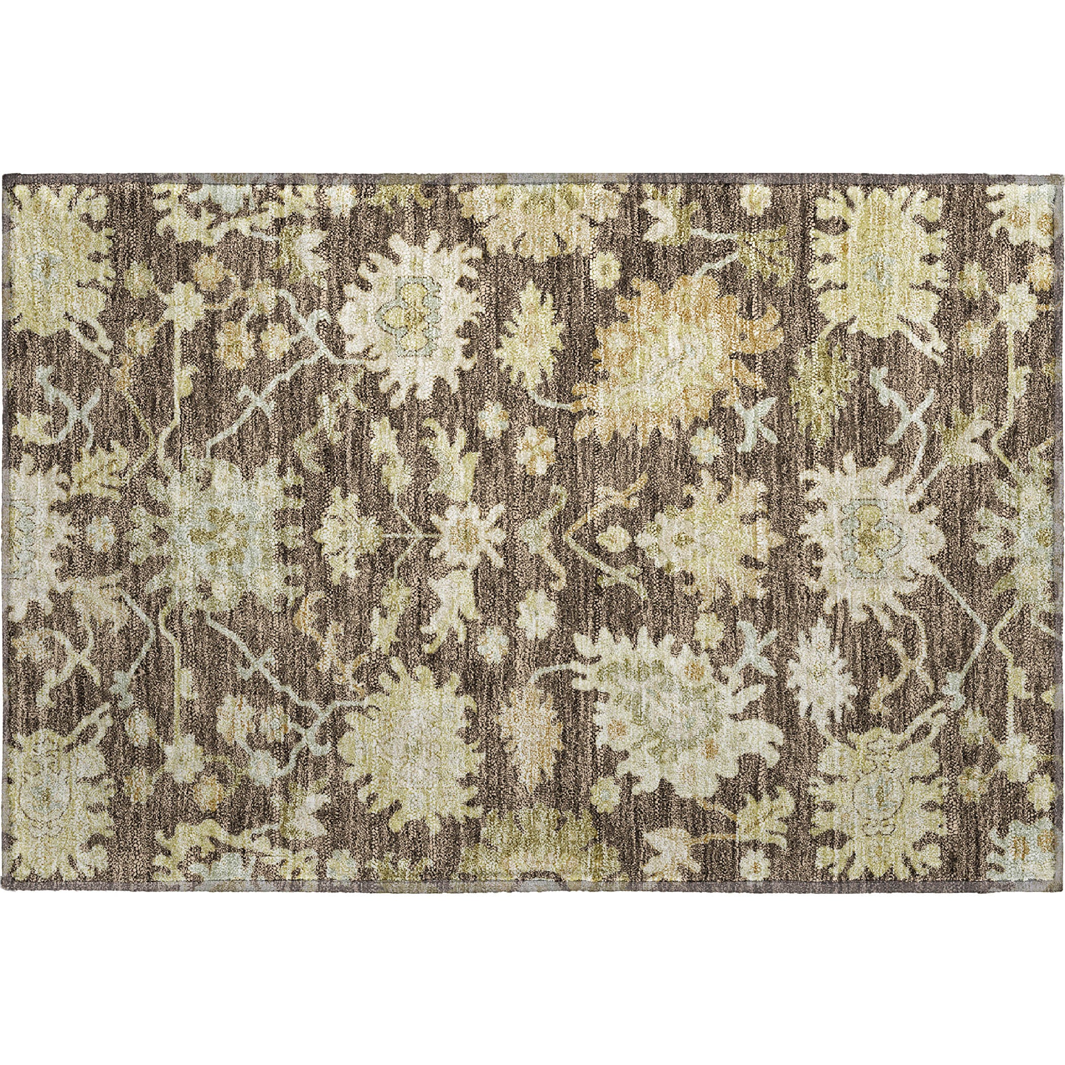 Baku Machine Washable Traditional Chocolate Brown Rug 1'8" x 2'6" #shape_Rectangle
