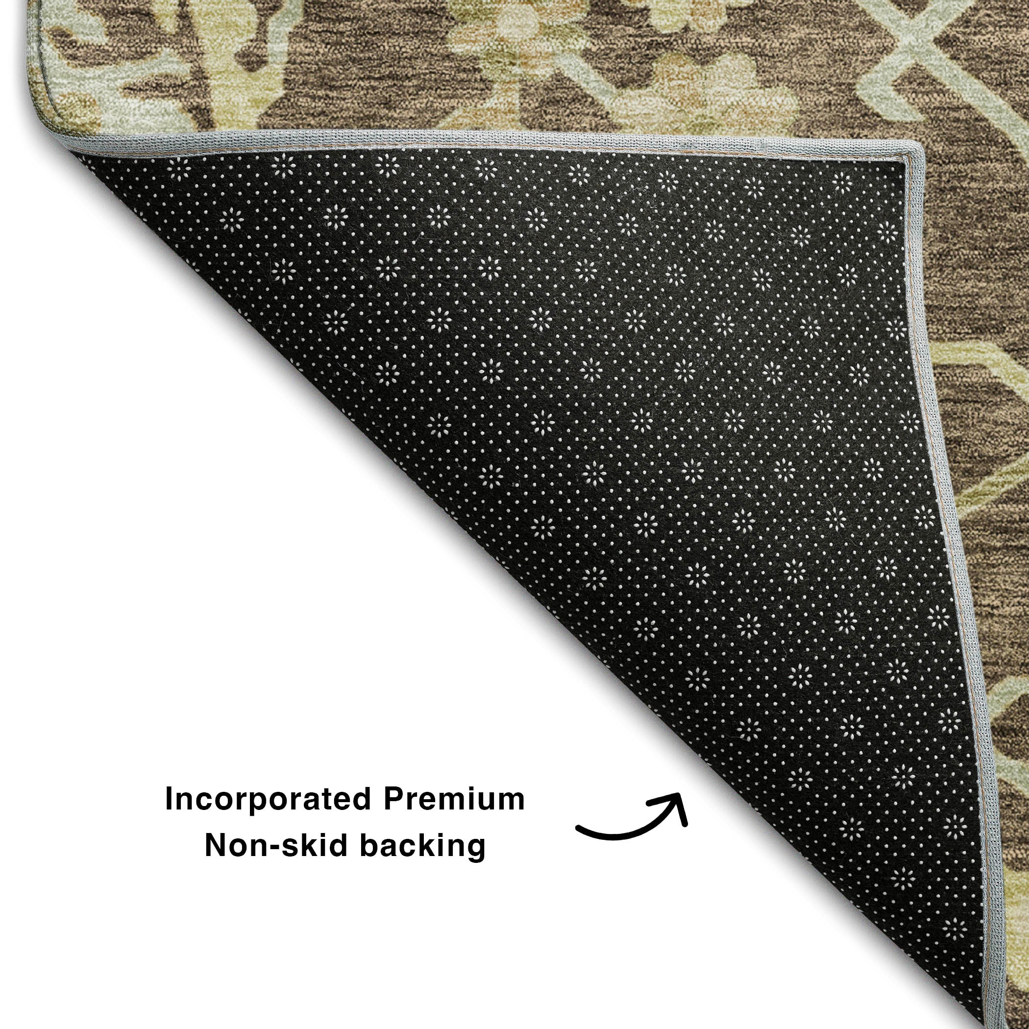 Baku Machine Washable Traditional Chocolate Brown Rug 1'8" x 2'6" #shape_Rectangle