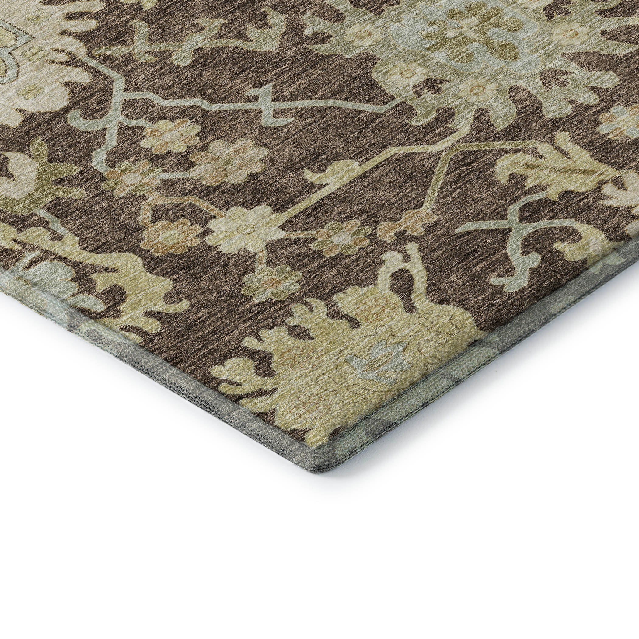 Baku Machine Washable Traditional Chocolate Brown Rug 1'8" x 2'6" #shape_Rectangle